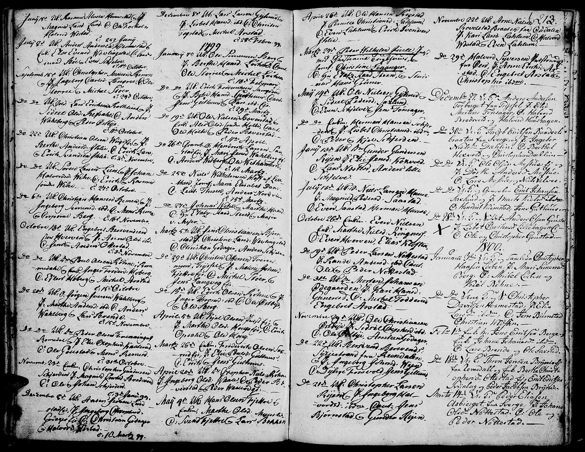 Stange prestekontor, AV/SAH-PREST-002/K/L0007: Parish register (official) no. 7, 1788-1813, p. 212-213