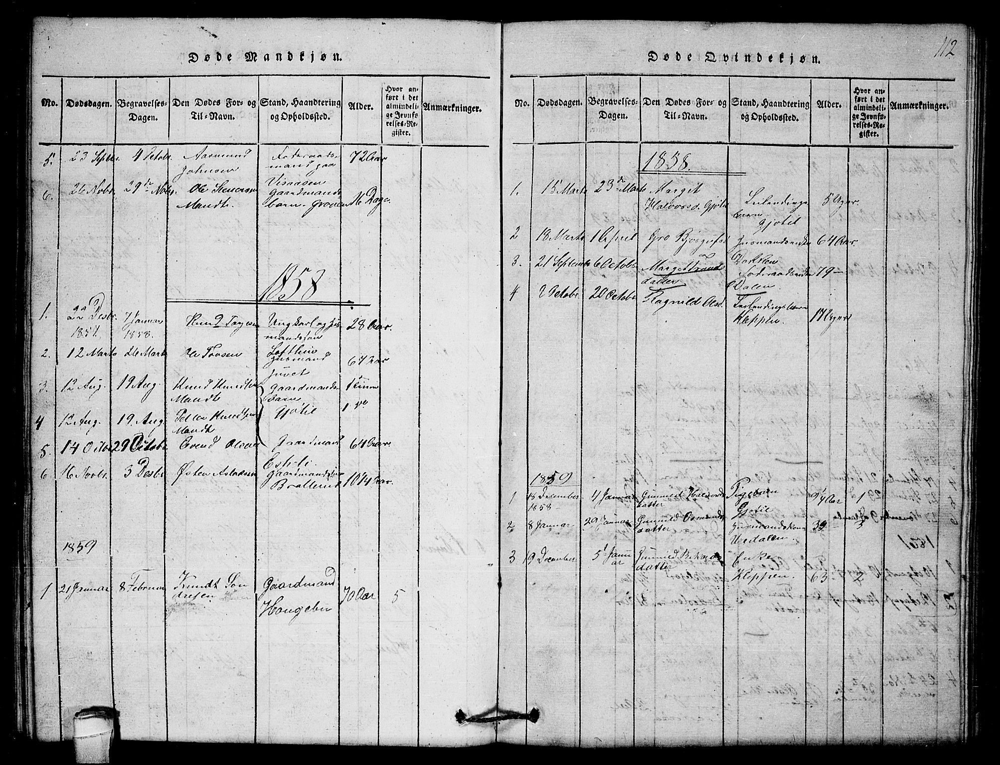 Lårdal kirkebøker, SAKO/A-284/G/Gb/L0001: Parish register (copy) no. II 1, 1815-1865, p. 112