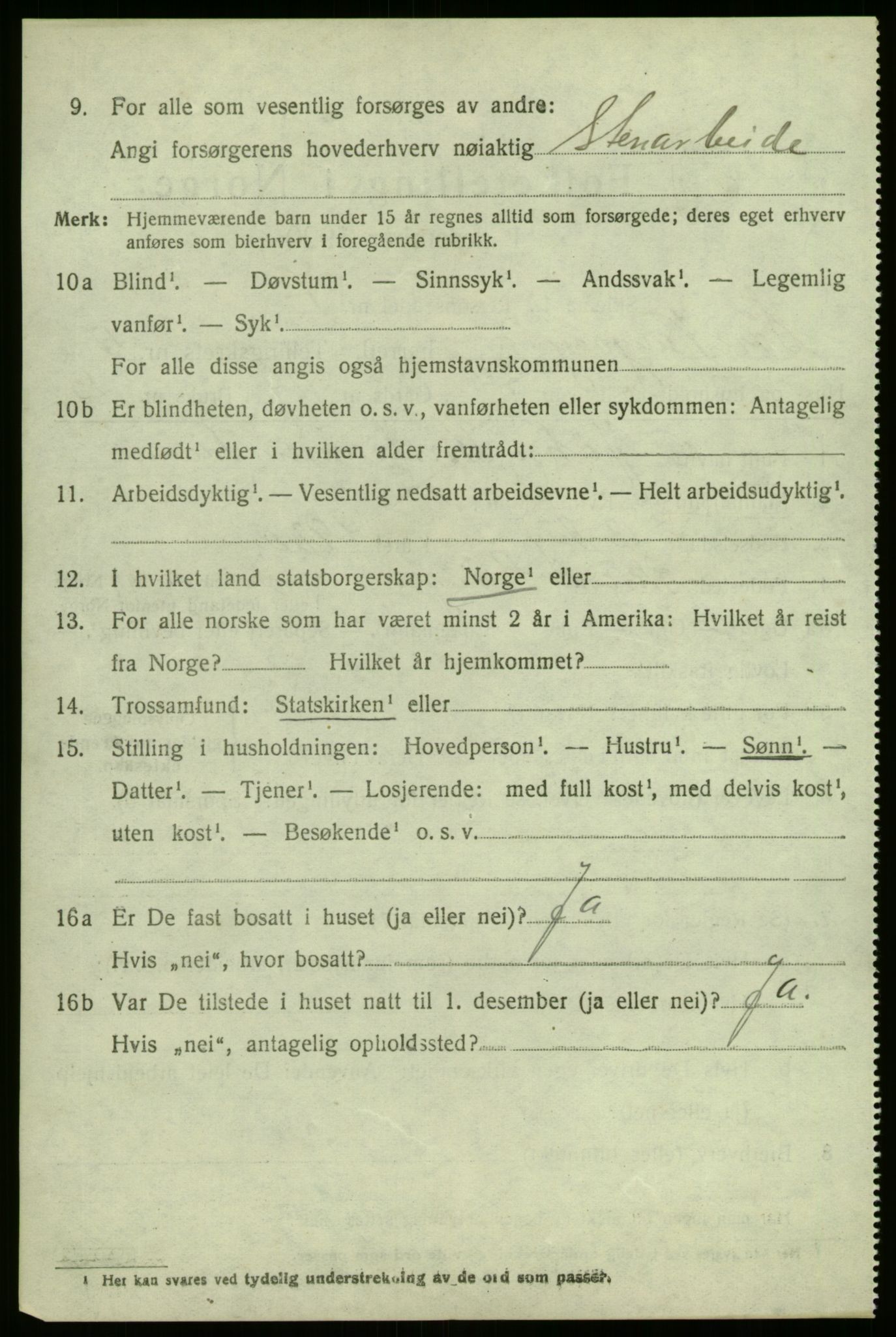 SAB, 1920 census for Sør-Vågsøy, 1920, p. 3285