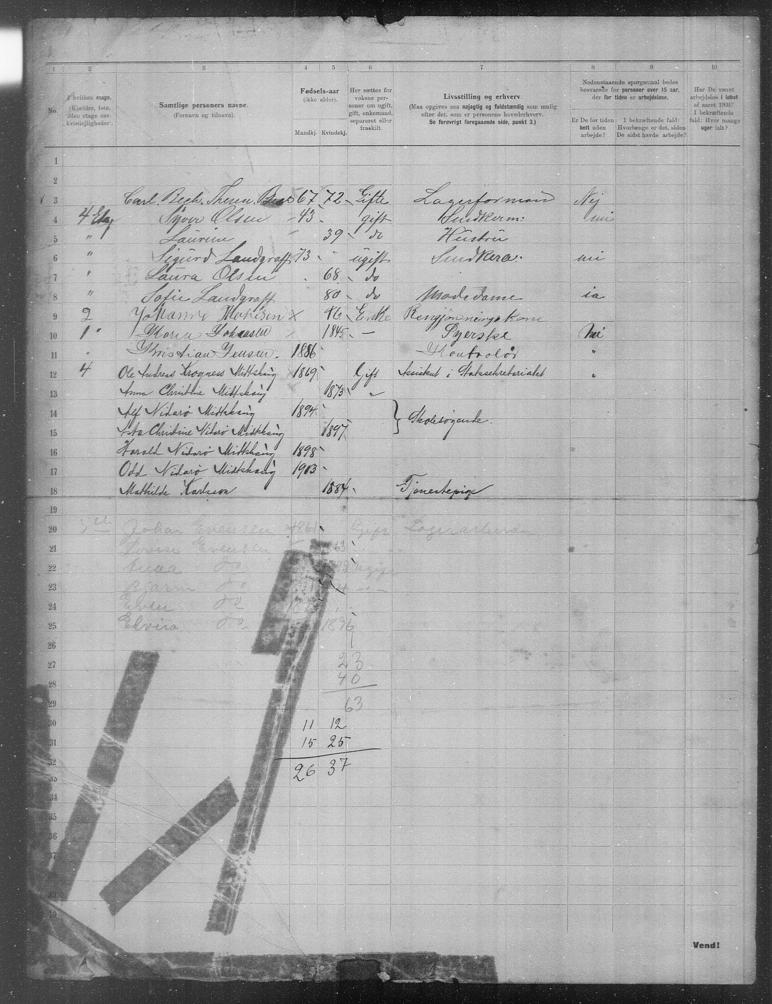 OBA, Municipal Census 1903 for Kristiania, 1903, p. 24653