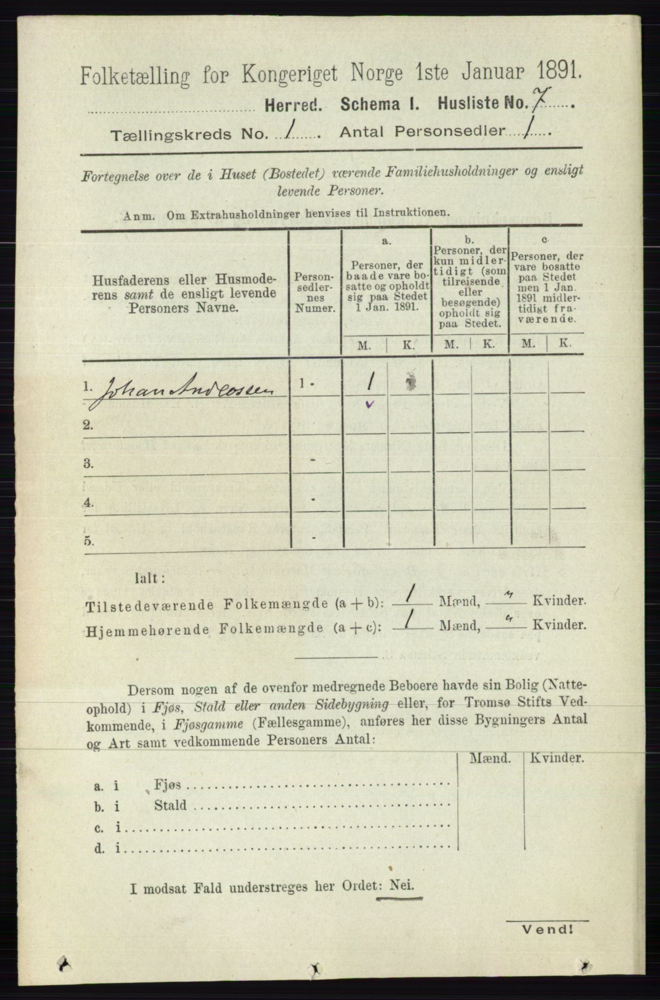 RA, 1891 census for 0233 Nittedal, 1891, p. 27