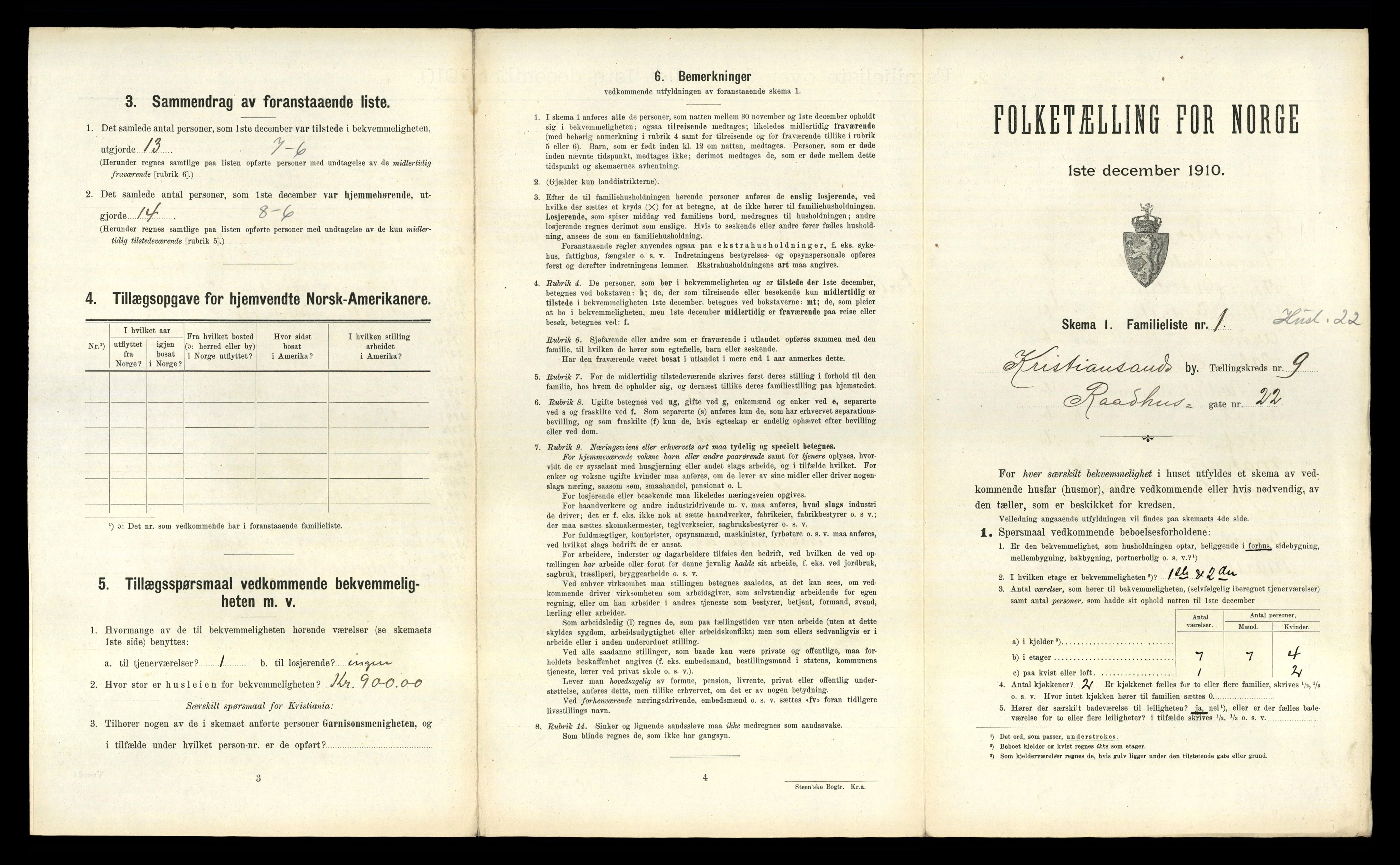 RA, 1910 census for Kristiansand, 1910, p. 2158