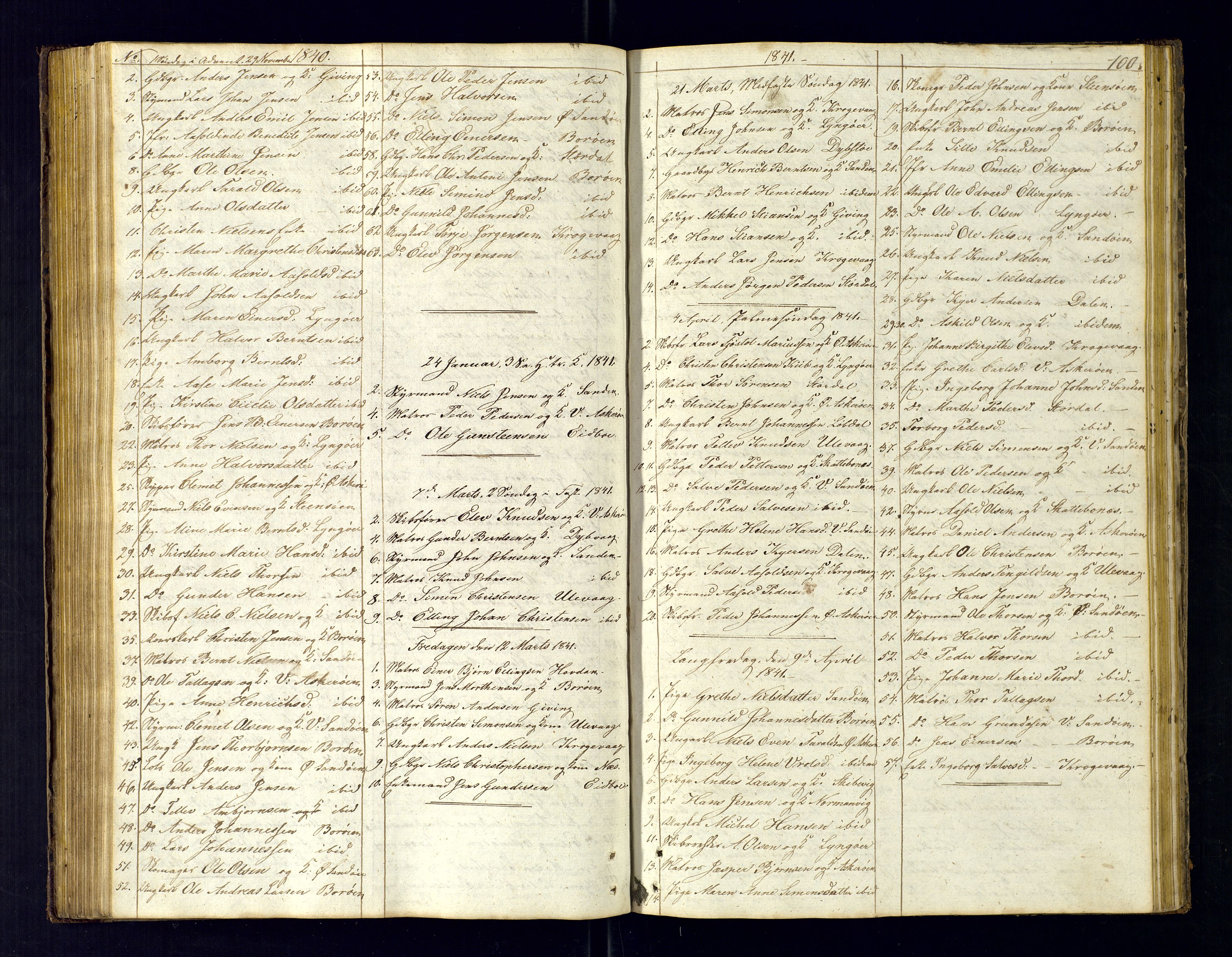 Dypvåg sokneprestkontor, SAK/1111-0007/F/Fc/Fca/L0002: Communicants register no. C-2, 1831-1848, p. 100