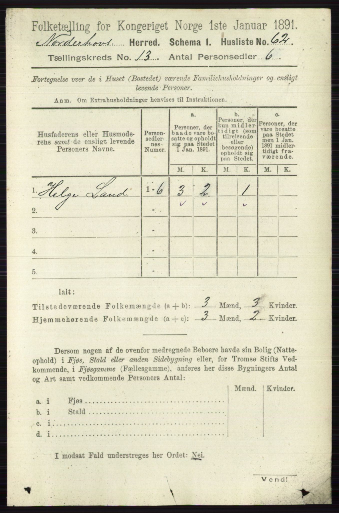 RA, 1891 census for 0613 Norderhov, 1891, p. 8874