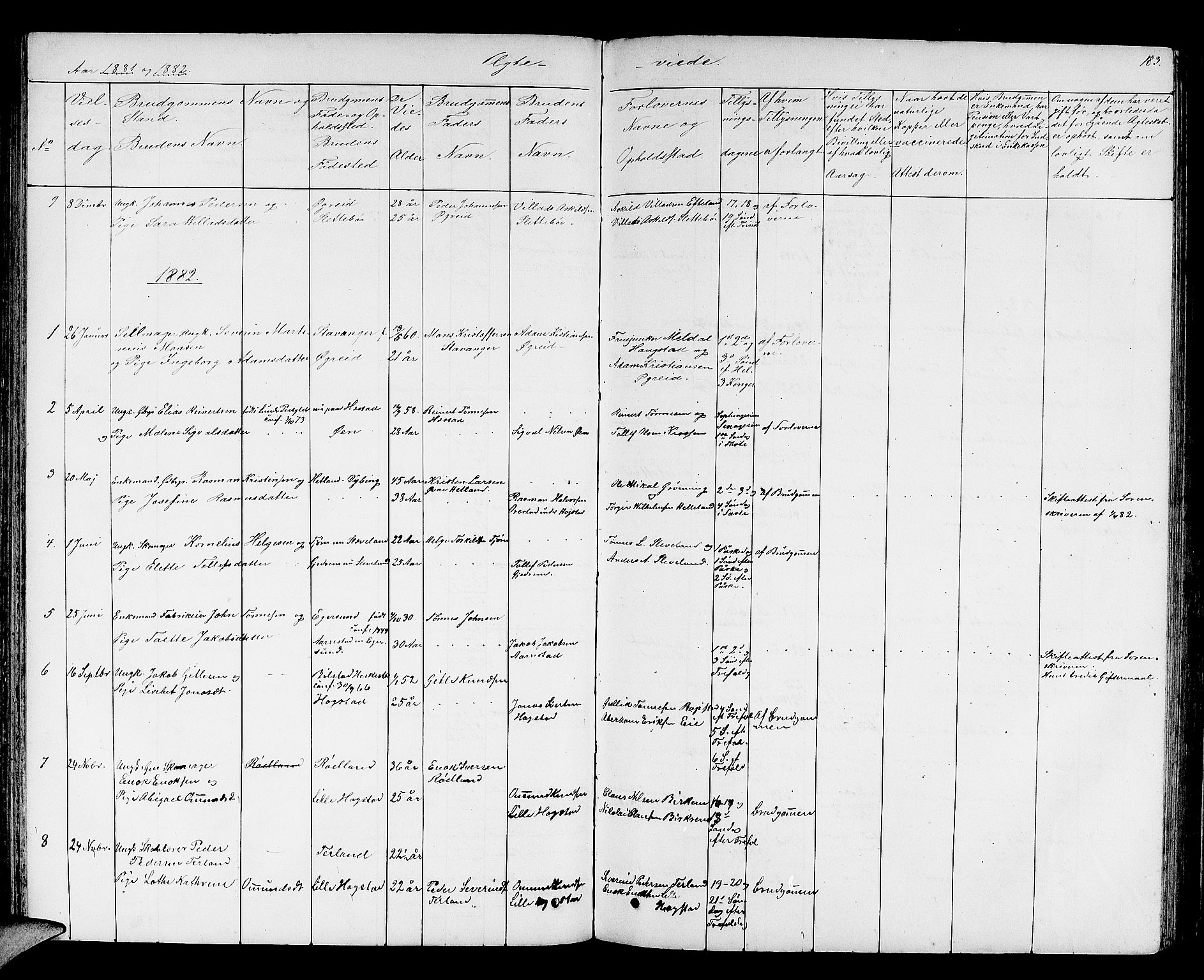 Helleland sokneprestkontor, AV/SAST-A-101810: Parish register (copy) no. B 2, 1848-1886, p. 183