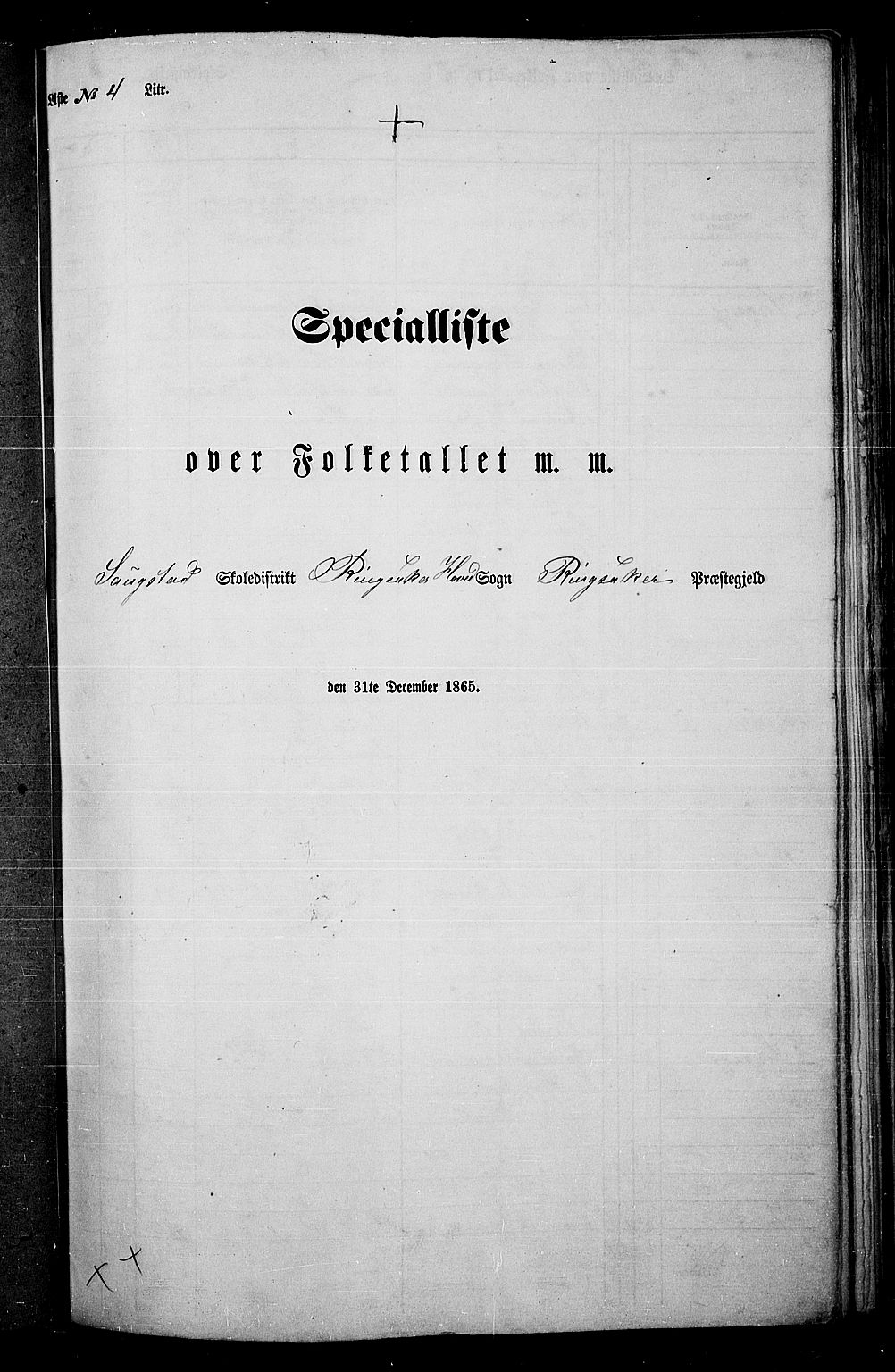 RA, 1865 census for Ringsaker, 1865, p. 100