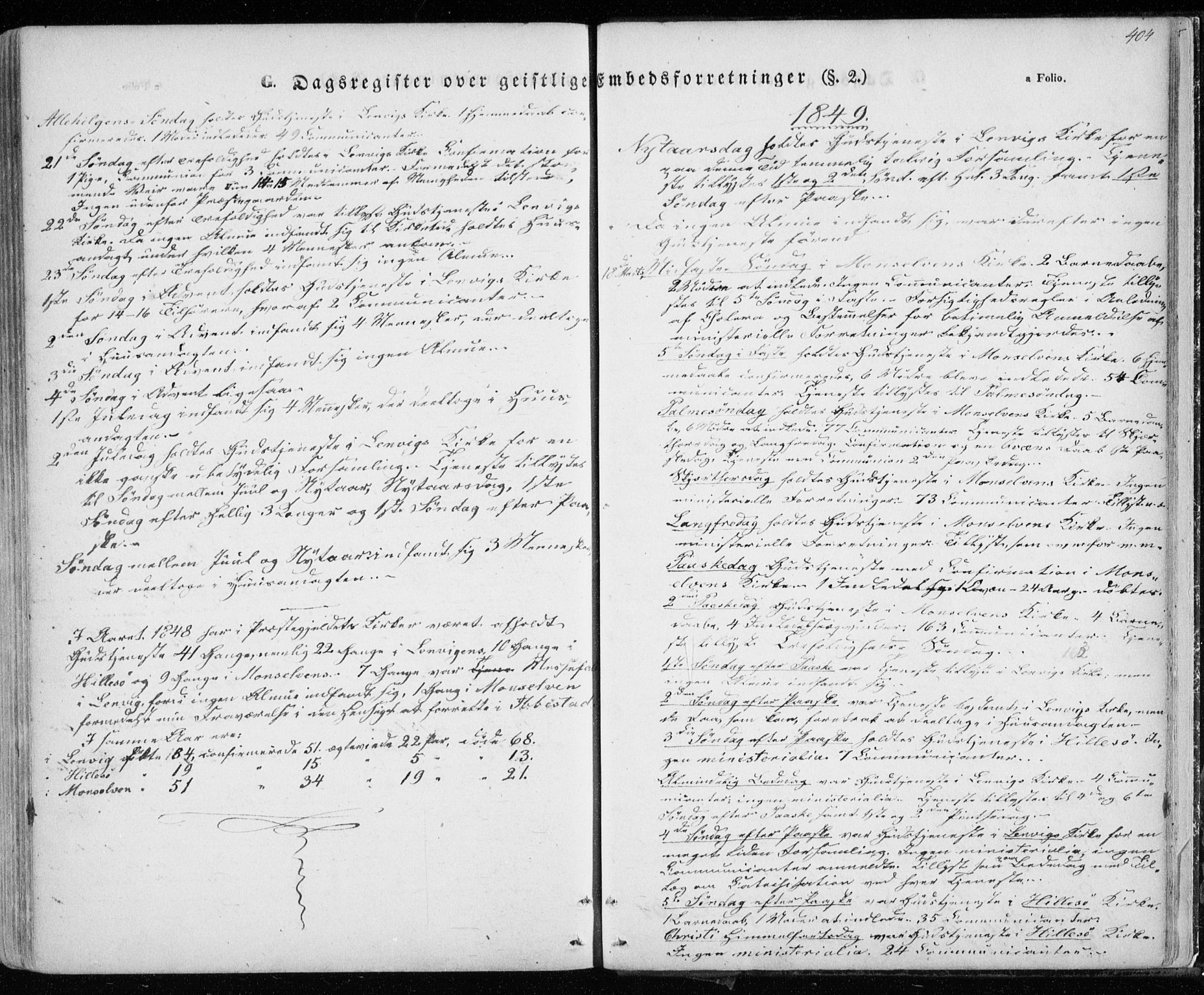 Lenvik sokneprestembete, AV/SATØ-S-1310/H/Ha/Haa/L0006kirke: Parish register (official) no. 6, 1845-1854, p. 404
