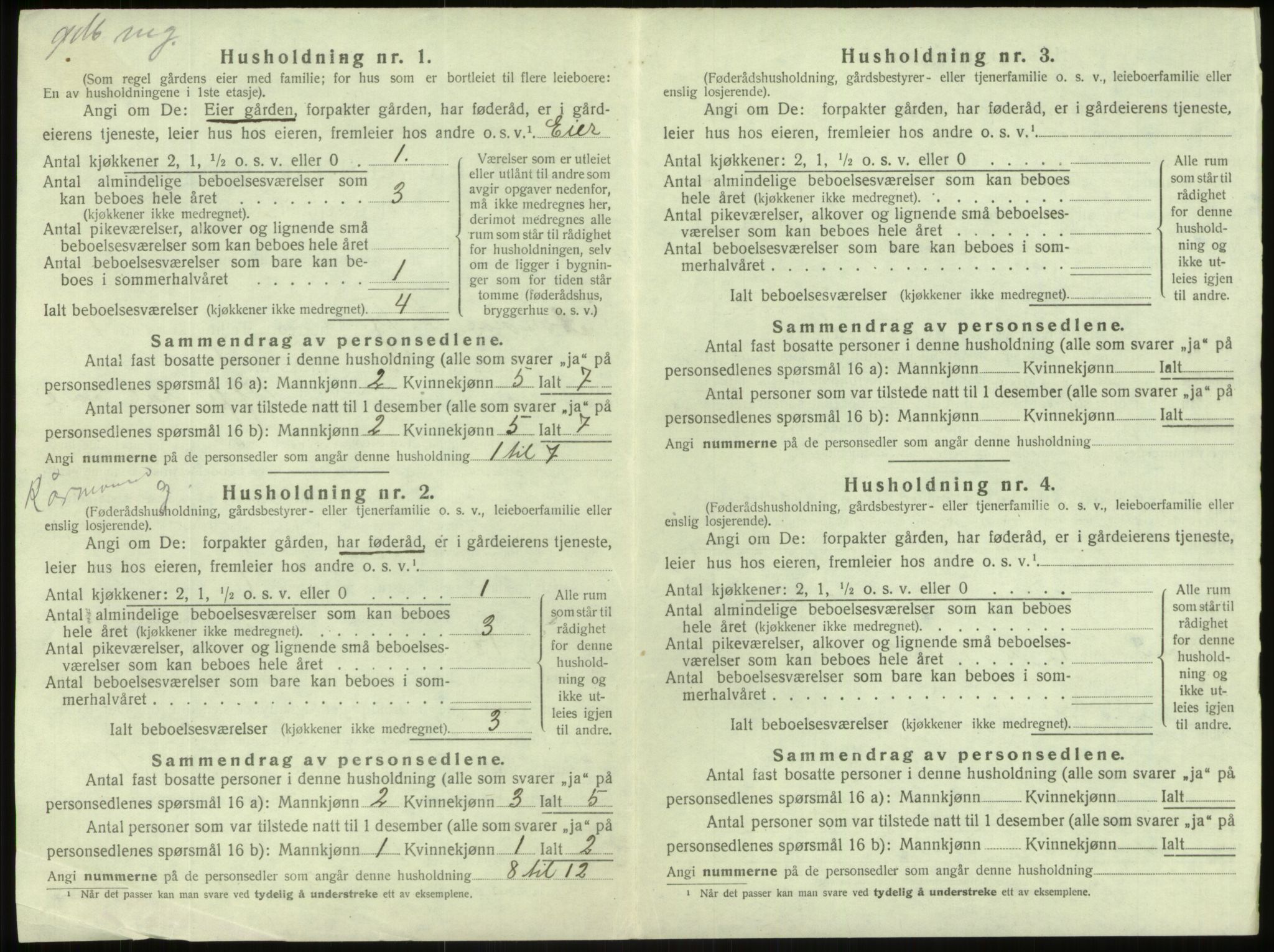 SAB, 1920 census for Årdal, 1920, p. 445