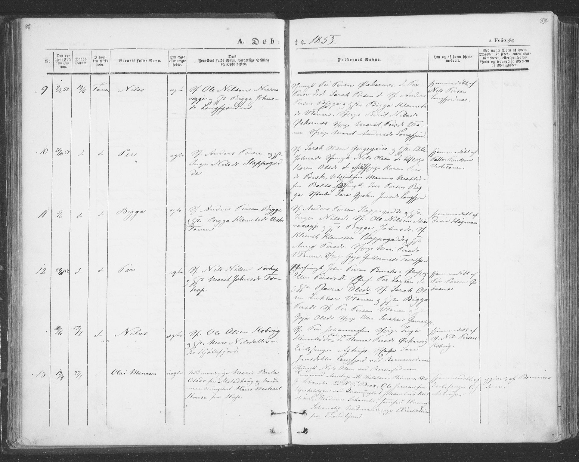 Tana sokneprestkontor, AV/SATØ-S-1334/H/Ha/L0001kirke: Parish register (official) no. 1, 1846-1861, p. 42