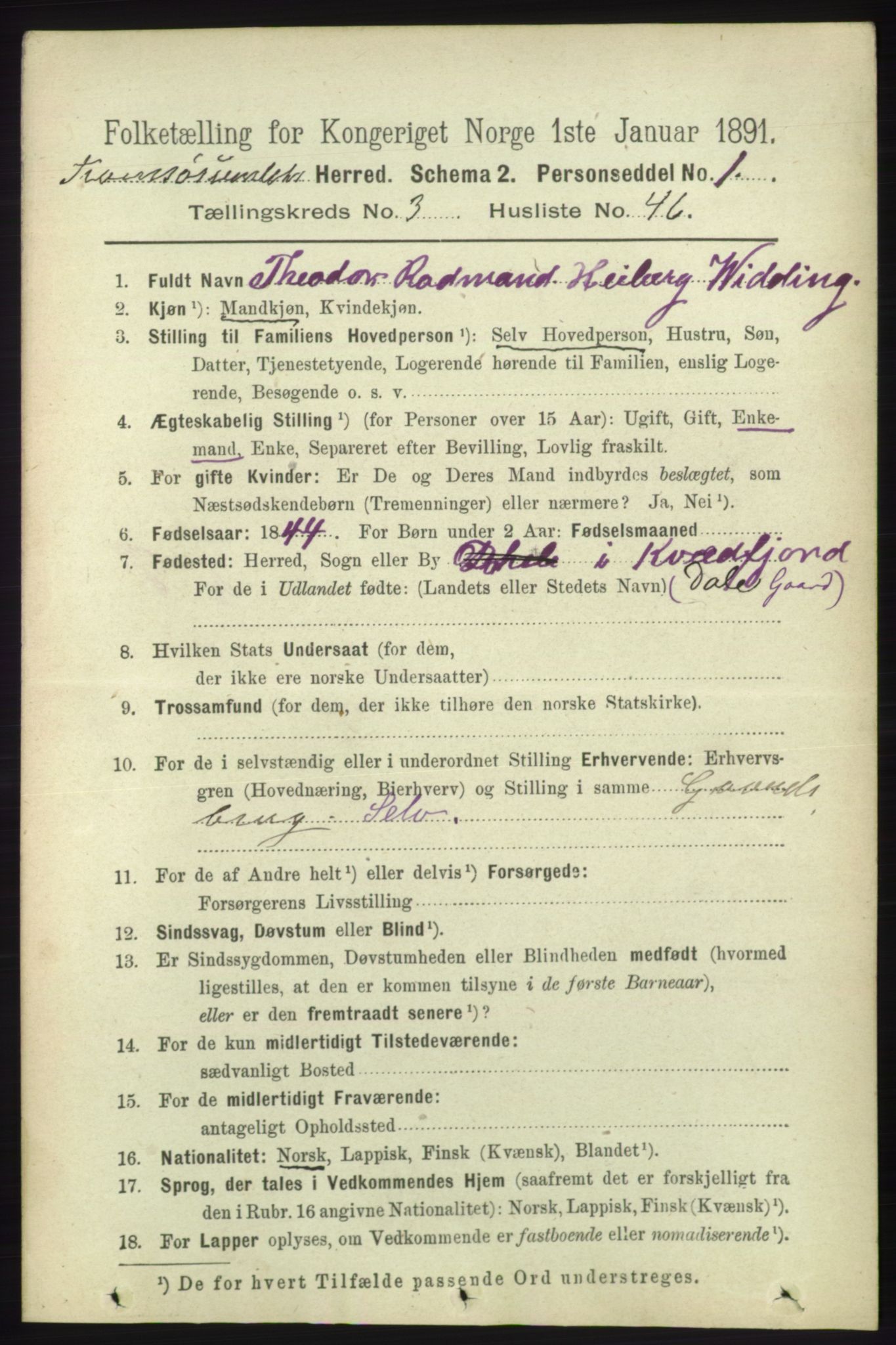 RA, 1891 census for 1934 Tromsøysund, 1891, p. 1314