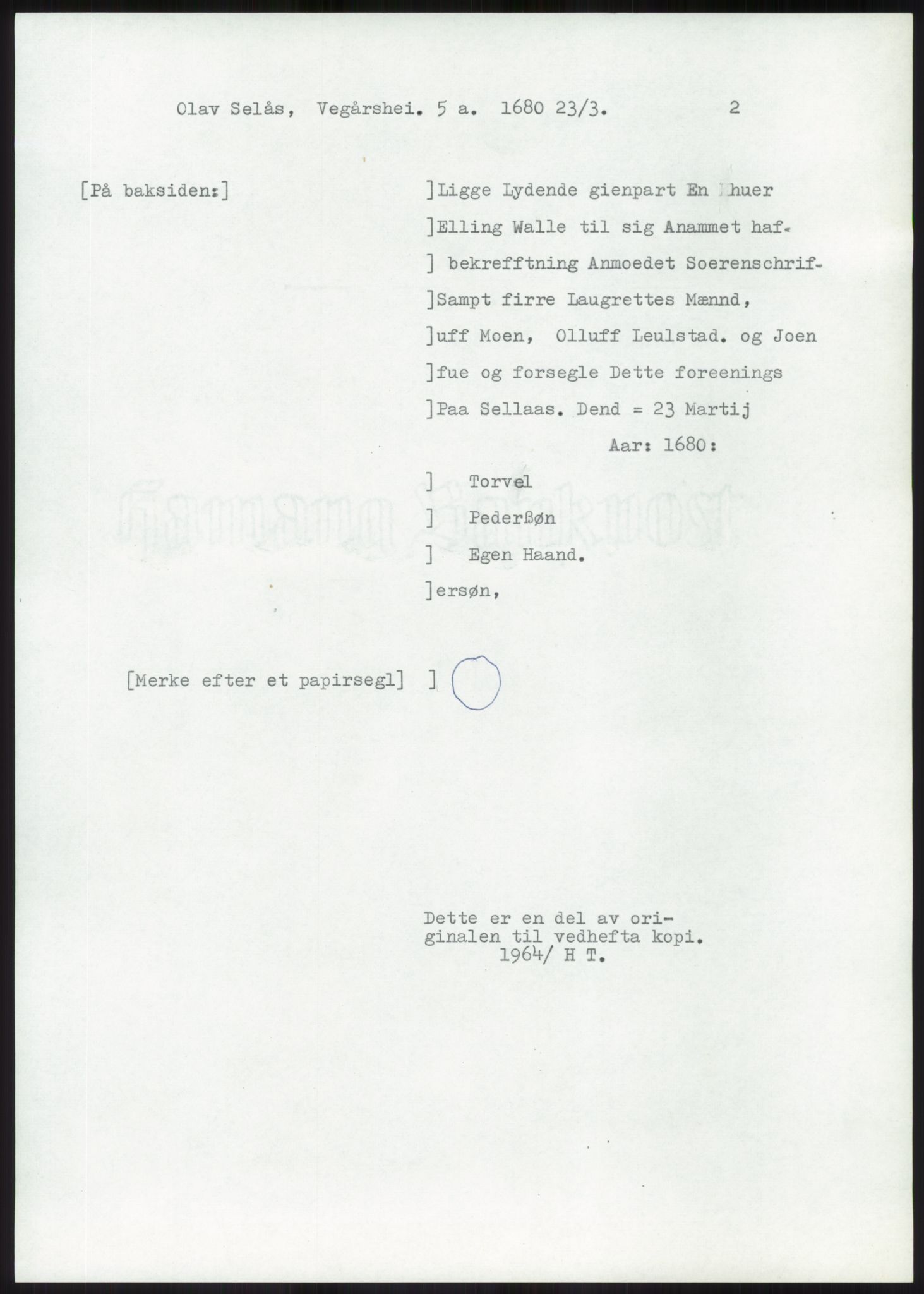 Samlinger til kildeutgivelse, Diplomavskriftsamlingen, AV/RA-EA-4053/H/Ha, p. 1964