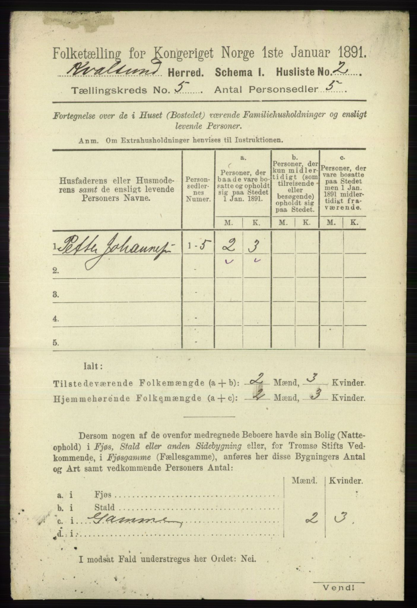 RA, 1891 census for 2017 Kvalsund, 1891, p. 454