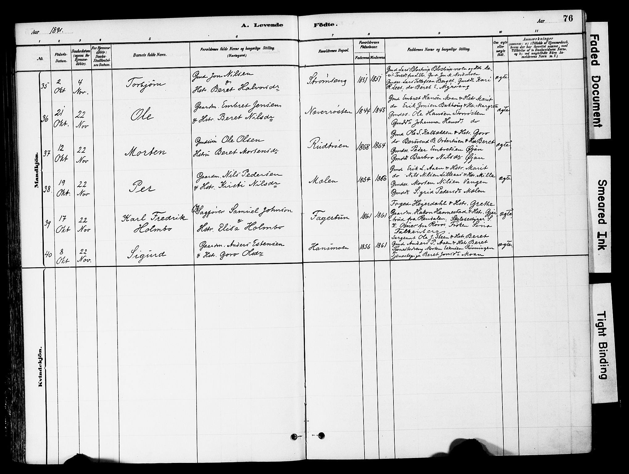 Tynset prestekontor, AV/SAH-PREST-058/H/Ha/Haa/L0022: Parish register (official) no. 22, 1880-1899, p. 76