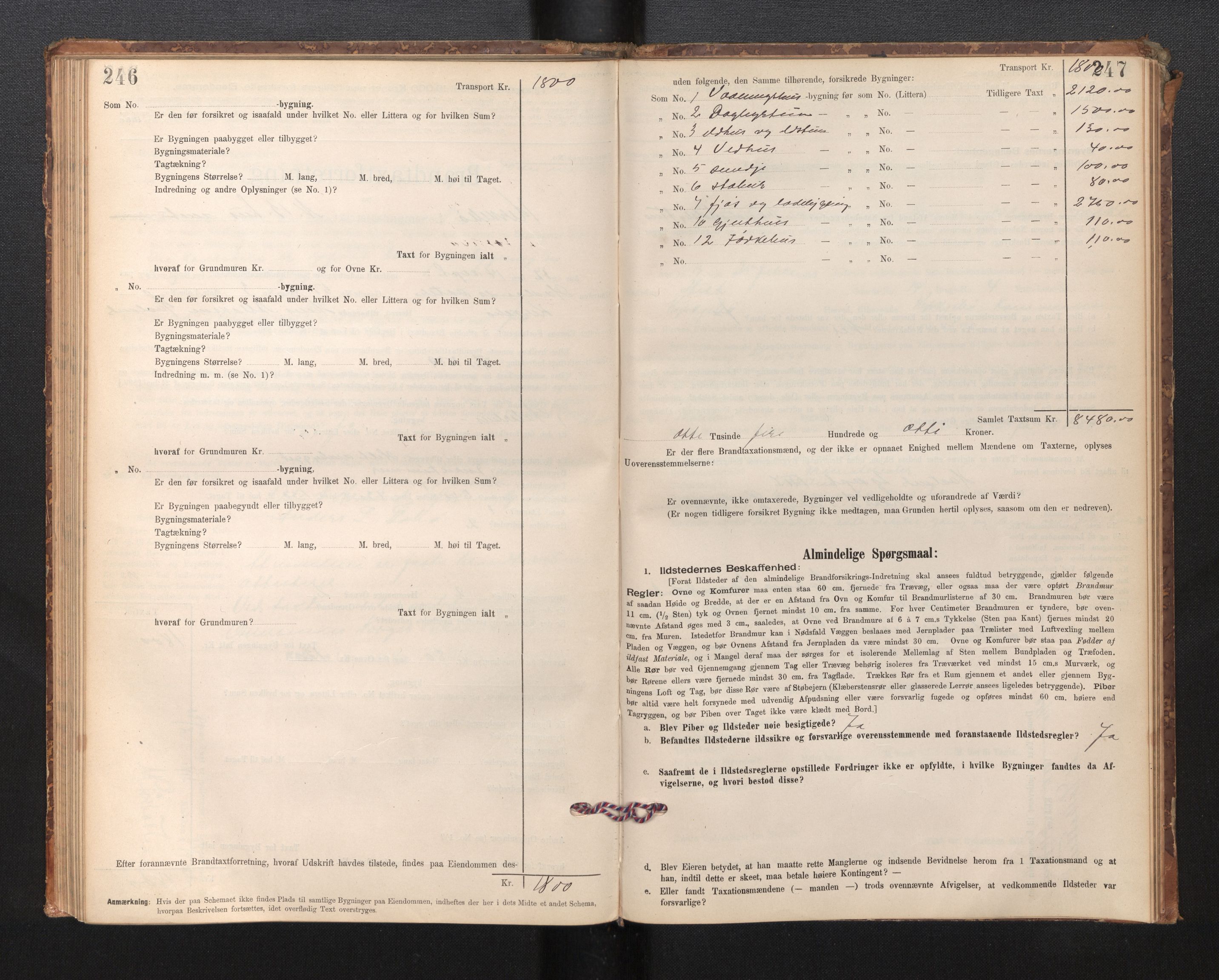 Lensmannen i Kyrkjebø, SAB/A-29001/0012/L0006: Branntakstprotokoll, skjematakst, 1900-1939, p. 246-247
