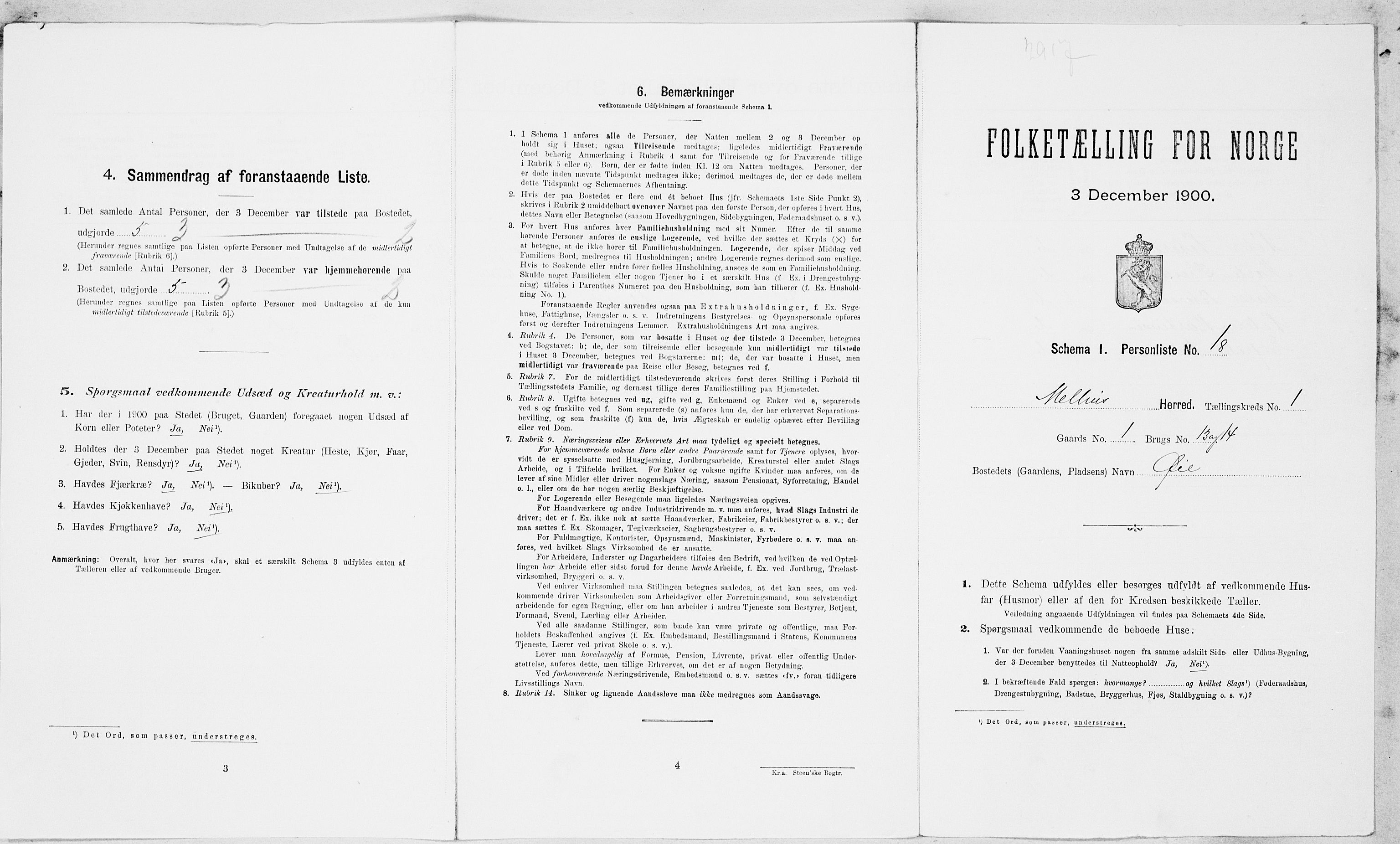 SAT, 1900 census for Melhus, 1900, p. 92