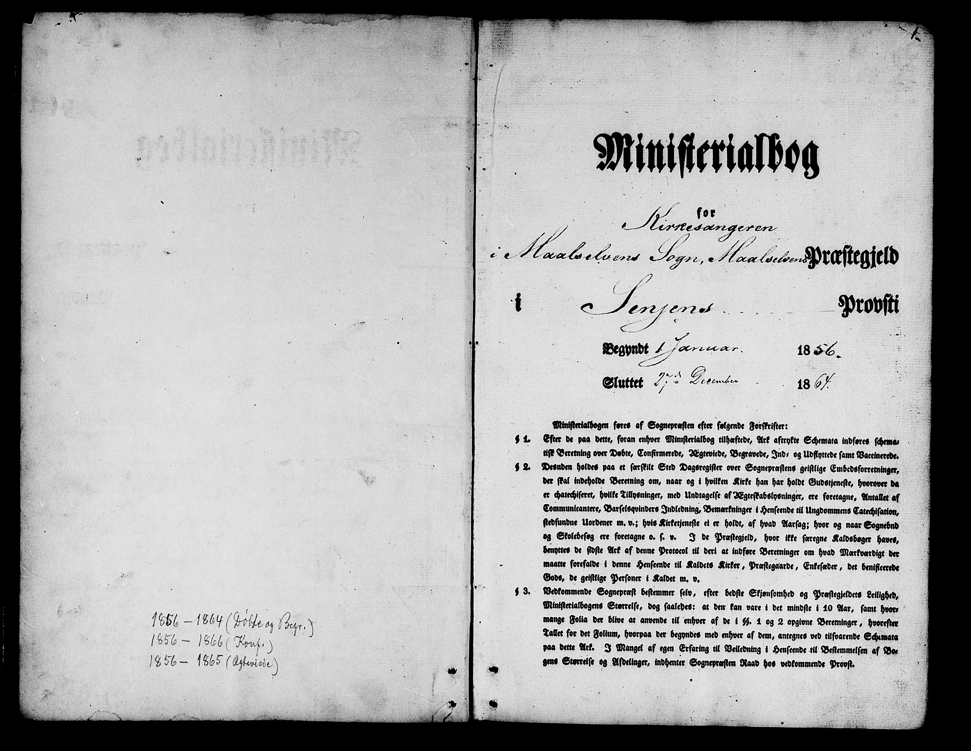 Målselv sokneprestembete, SATØ/S-1311/G/Ga/Gab/L0001klokker: Parish register (copy) no. 1, 1856-1866, p. 1