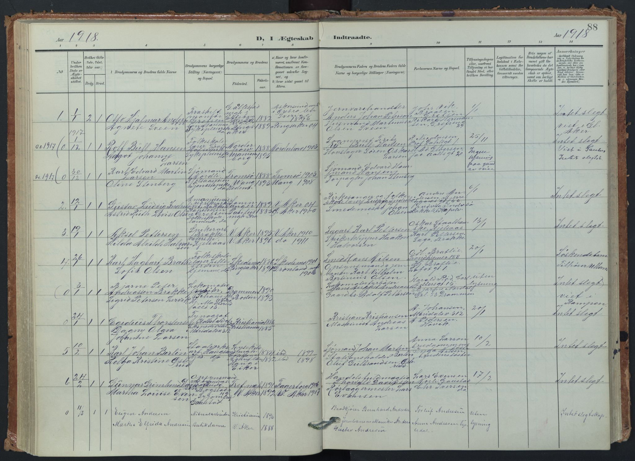 Vestre Aker prestekontor Kirkebøker, AV/SAO-A-10025/F/Fa/L0015: Parish register (official) no. 15, 1904-1929, p. 88