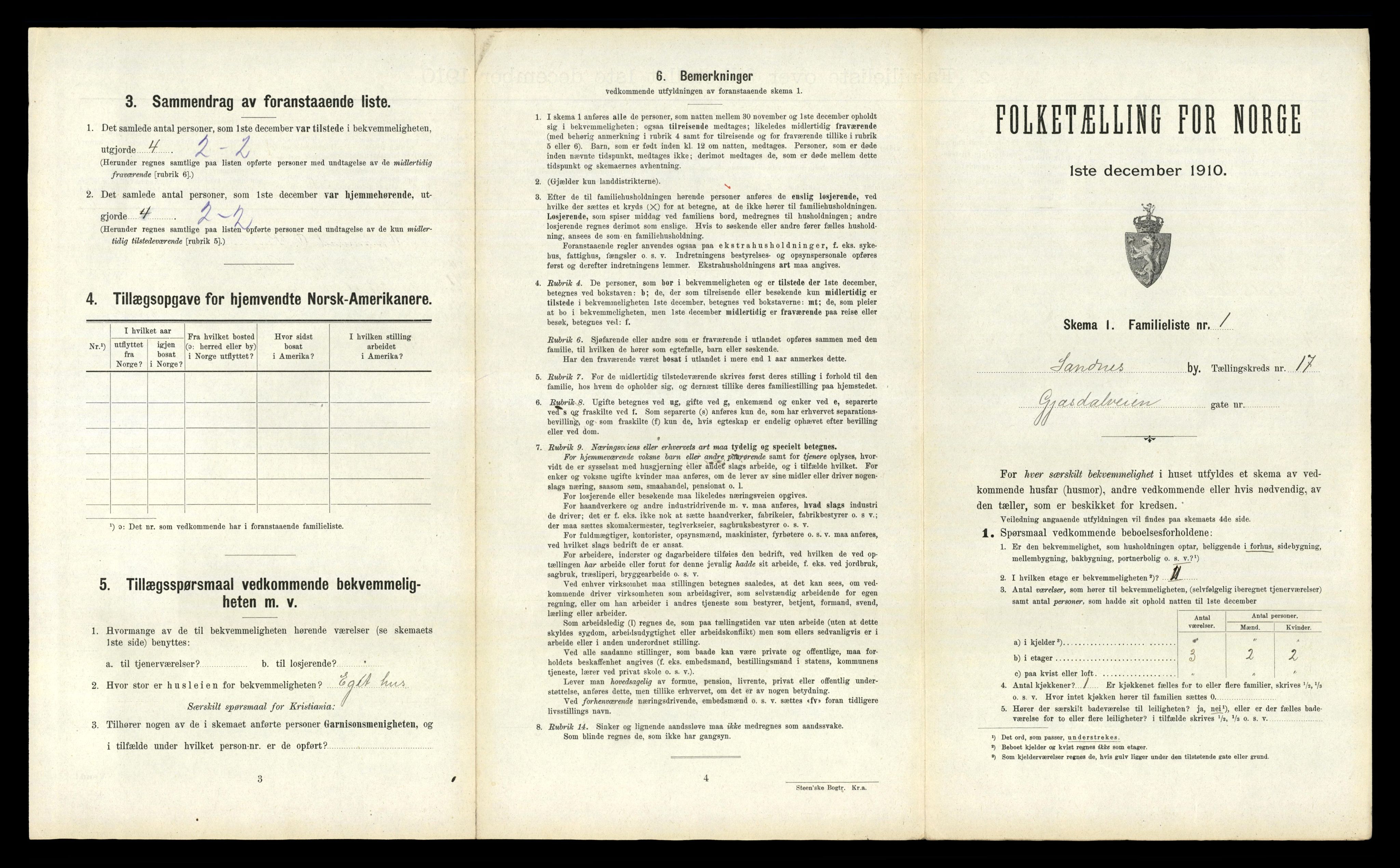 RA, 1910 census for Sandnes, 1910, p. 1756