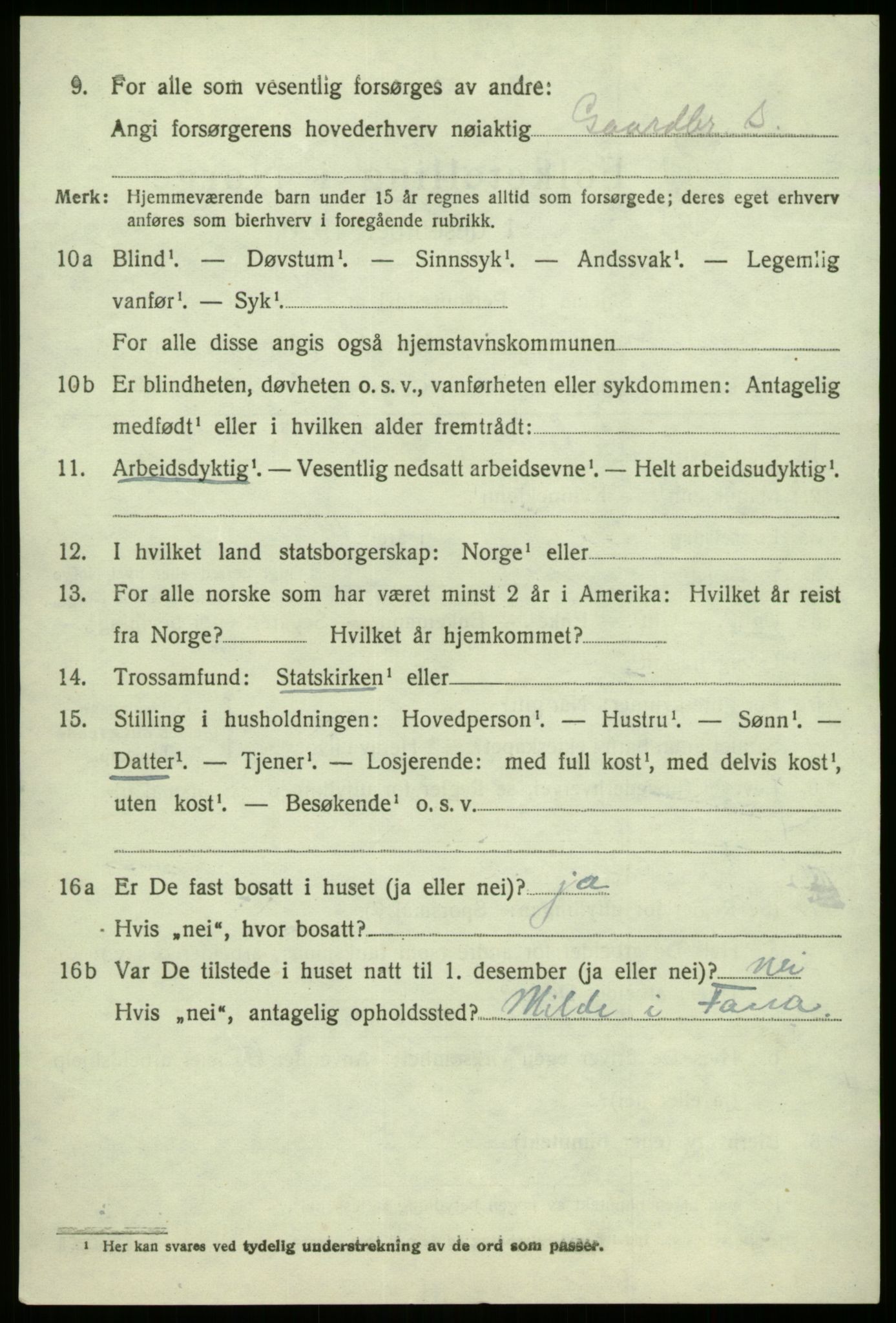 SAB, 1920 census for Lavik, 1920, p. 585