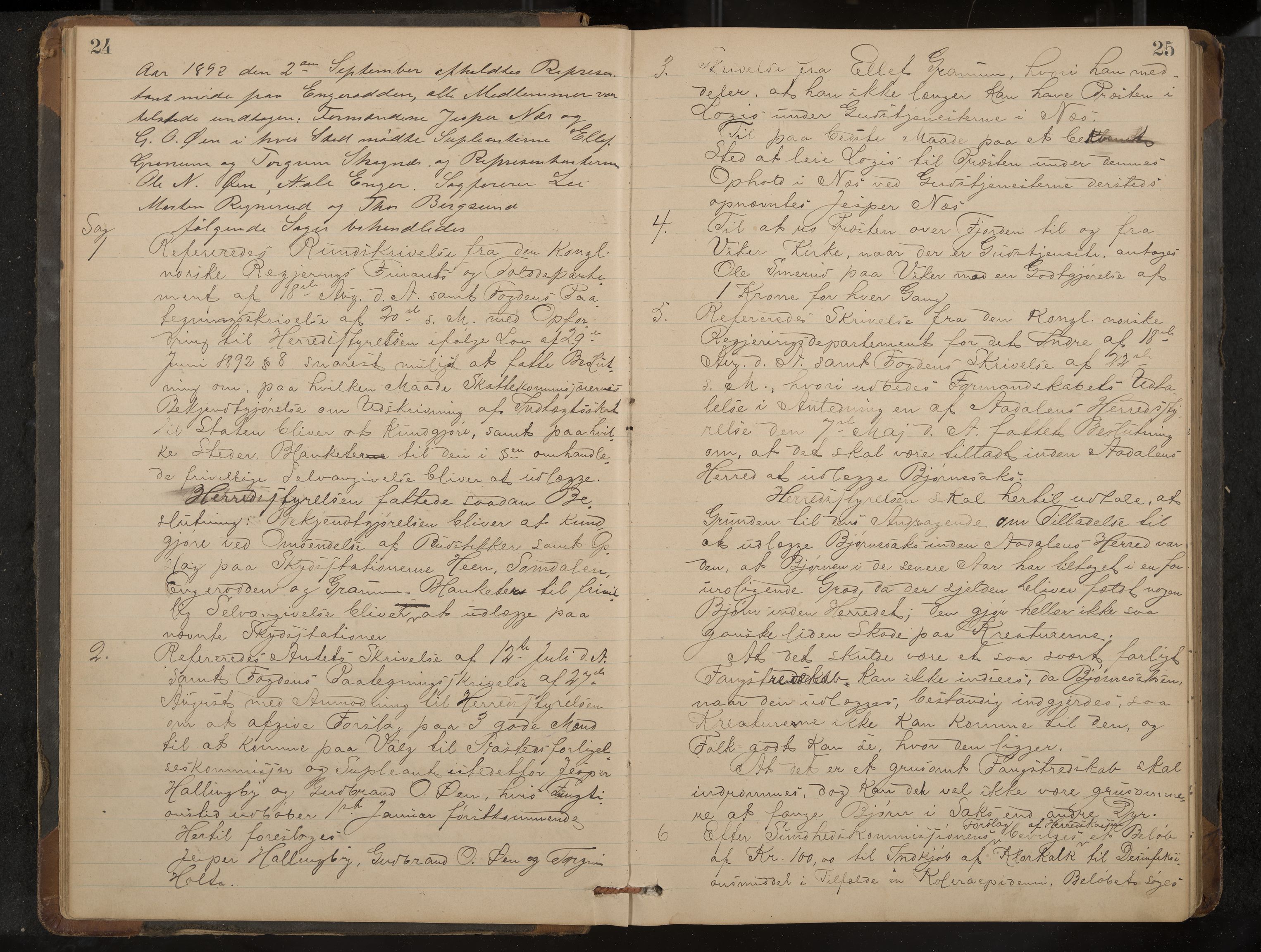 Ådal formannskap og sentraladministrasjon, IKAK/0614021/A/Aa/L0002: Møtebok, 1891-1907, p. 24-25