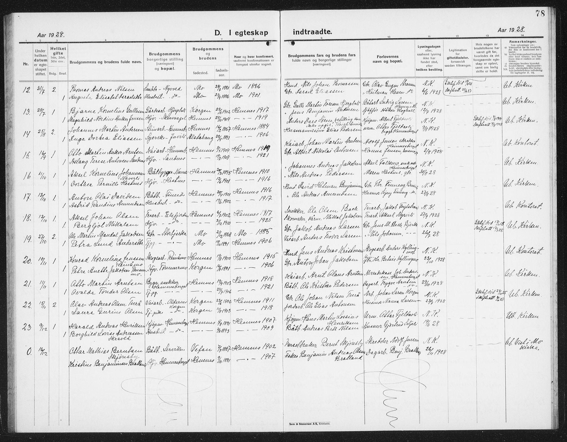 Ministerialprotokoller, klokkerbøker og fødselsregistre - Nordland, AV/SAT-A-1459/825/L0372: Parish register (copy) no. 825C09, 1923-1940, p. 78