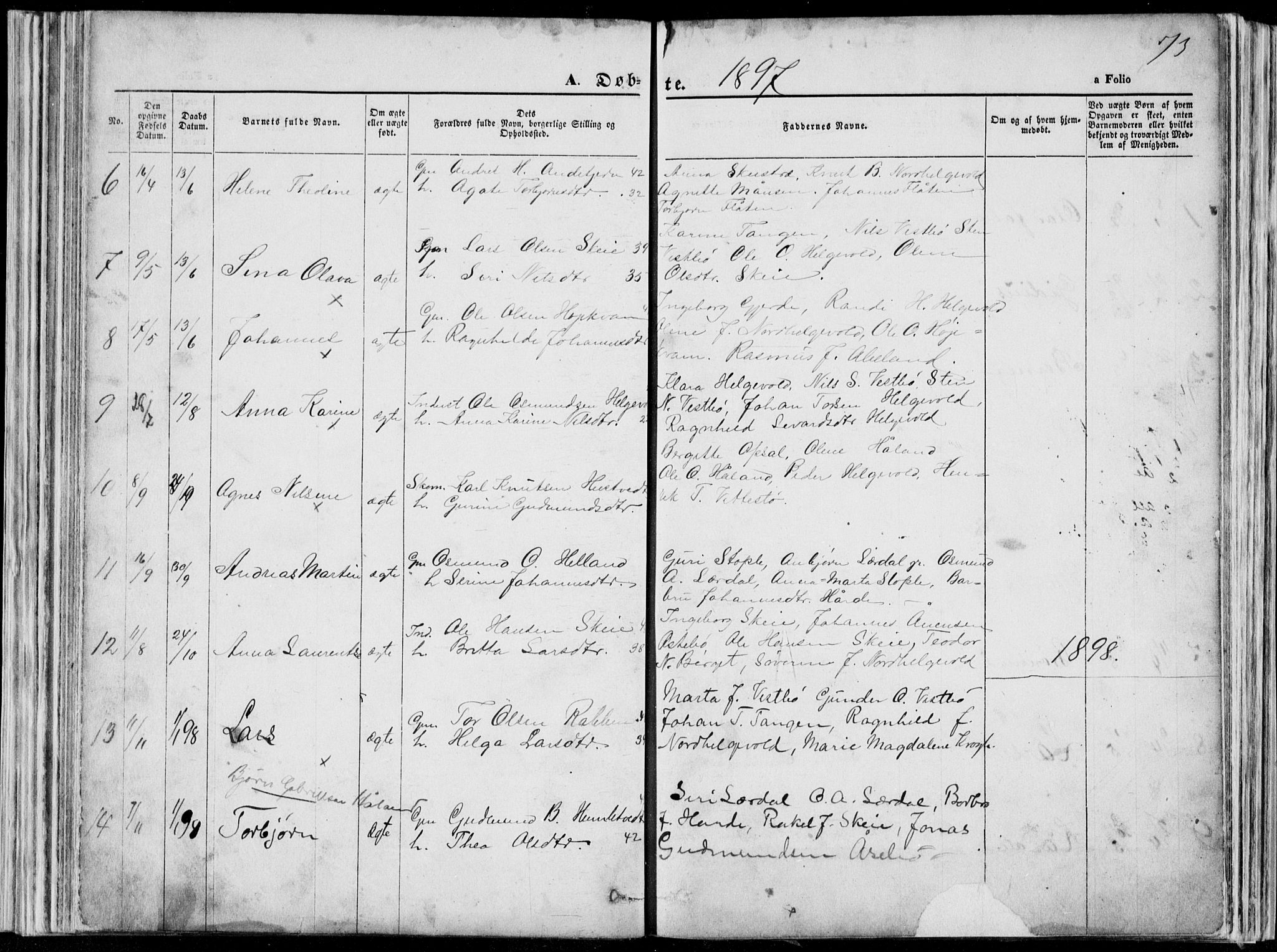 Vikedal sokneprestkontor, SAST/A-101840/01/V: Parish register (copy) no. B 10, 1864-1926, p. 73
