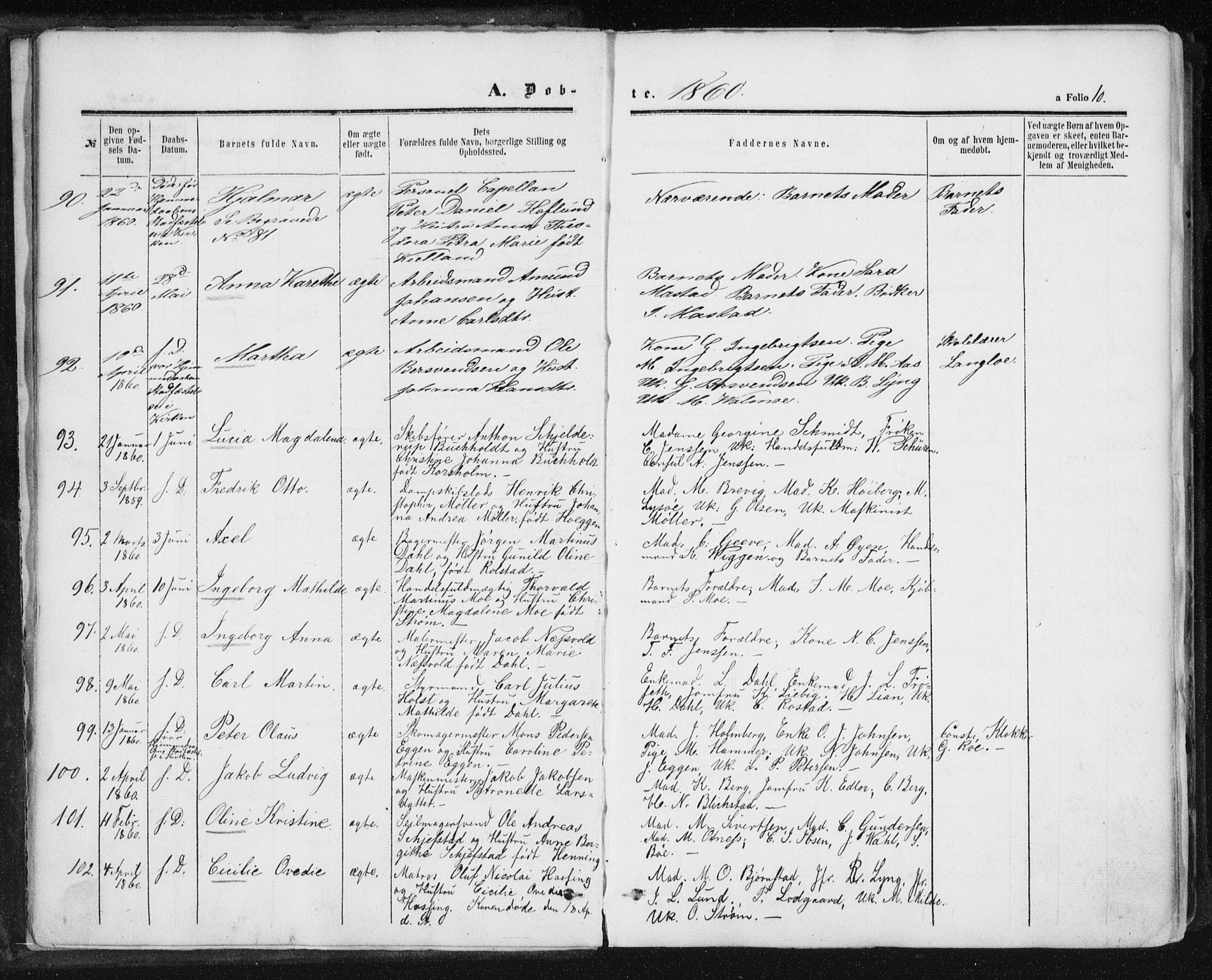 Ministerialprotokoller, klokkerbøker og fødselsregistre - Sør-Trøndelag, AV/SAT-A-1456/602/L0115: Parish register (official) no. 602A13, 1860-1872, p. 10