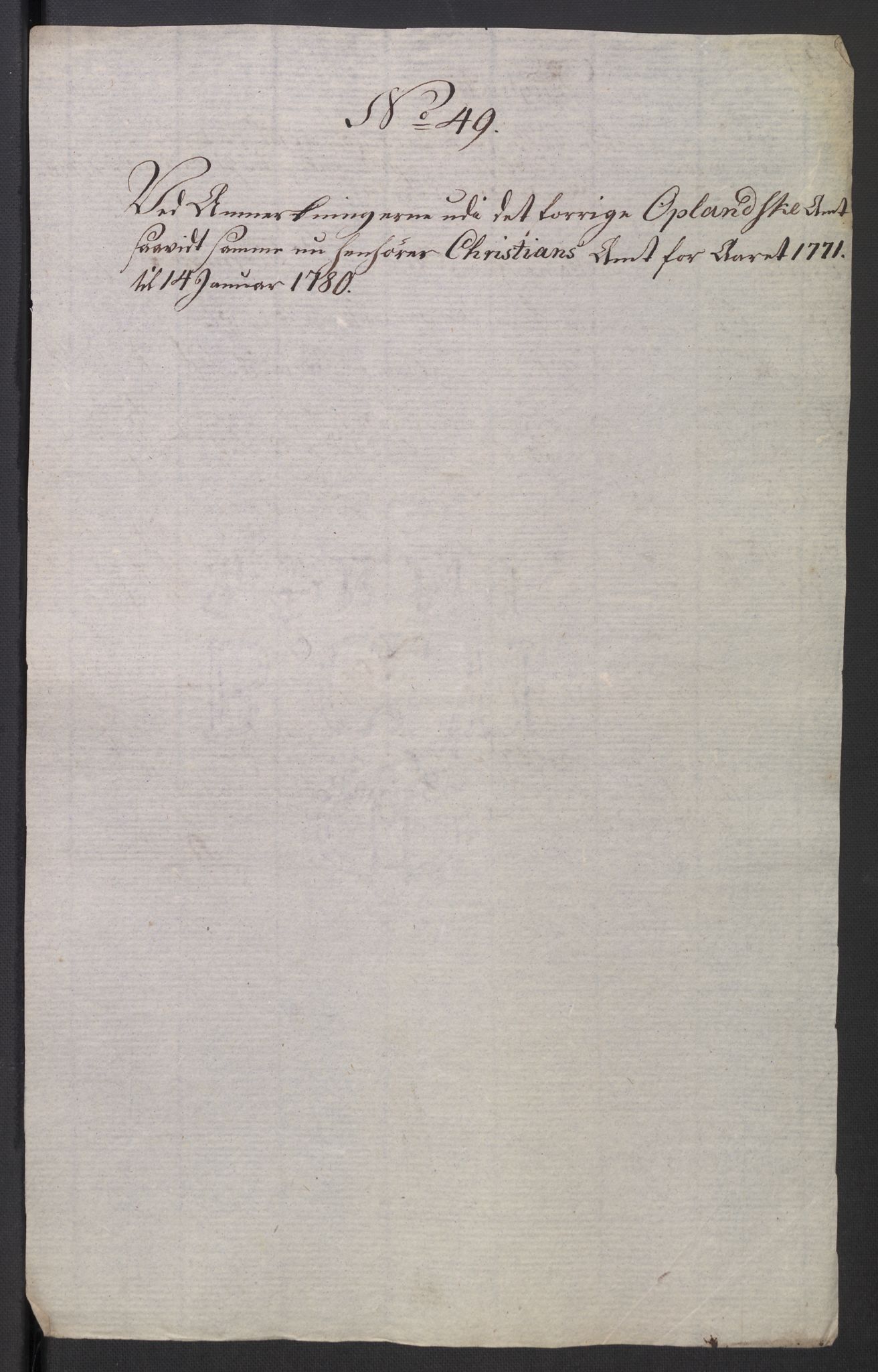 Rentekammeret inntil 1814, Reviderte regnskaper, Mindre regnskaper, AV/RA-EA-4068/Rb/L0014: Opplands amt, 1771-1779, p. 842