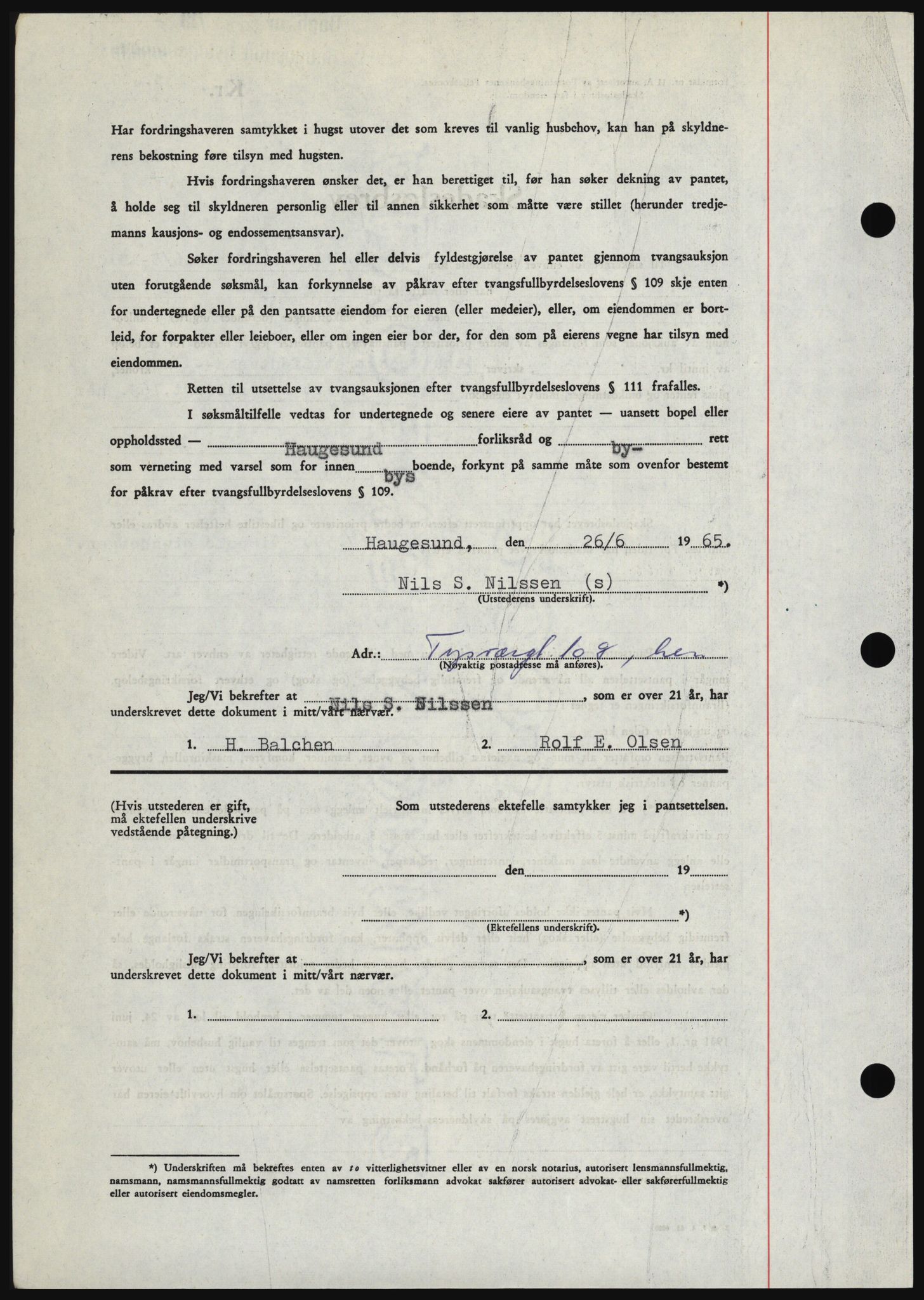 Haugesund tingrett, SAST/A-101415/01/II/IIC/L0053: Mortgage book no. B 53, 1965-1965, Diary no: : 1592/1965