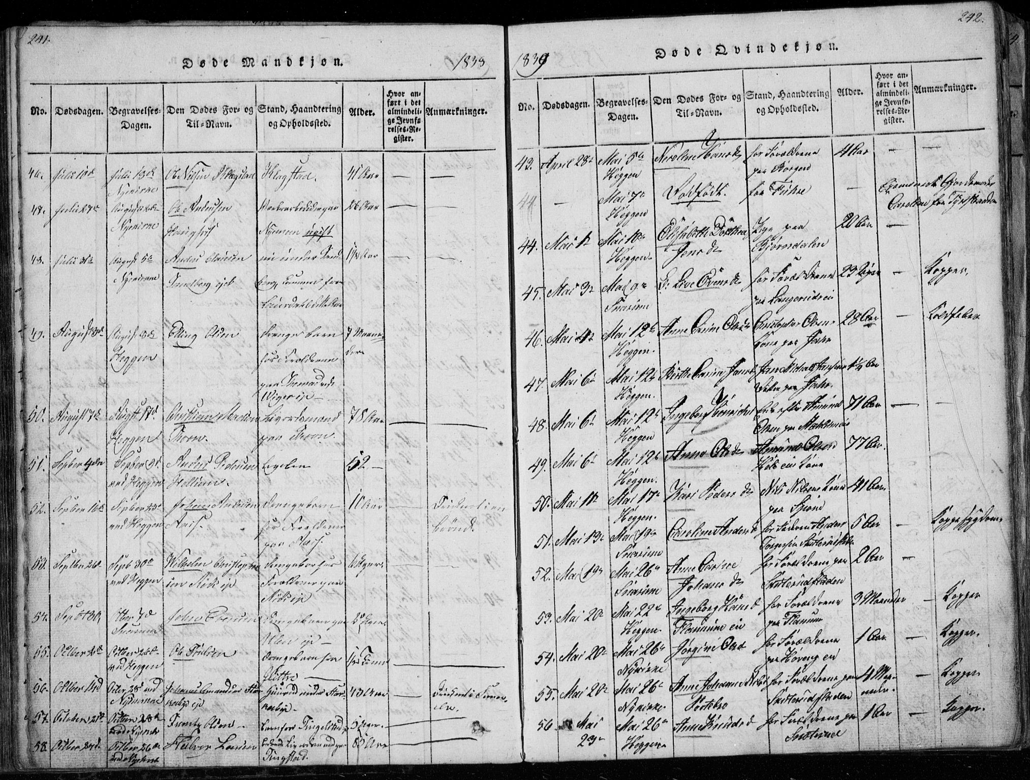 Modum kirkebøker, AV/SAKO-A-234/G/Ga/L0003: Parish register (copy) no. I 3, 1832-1842, p. 241-242