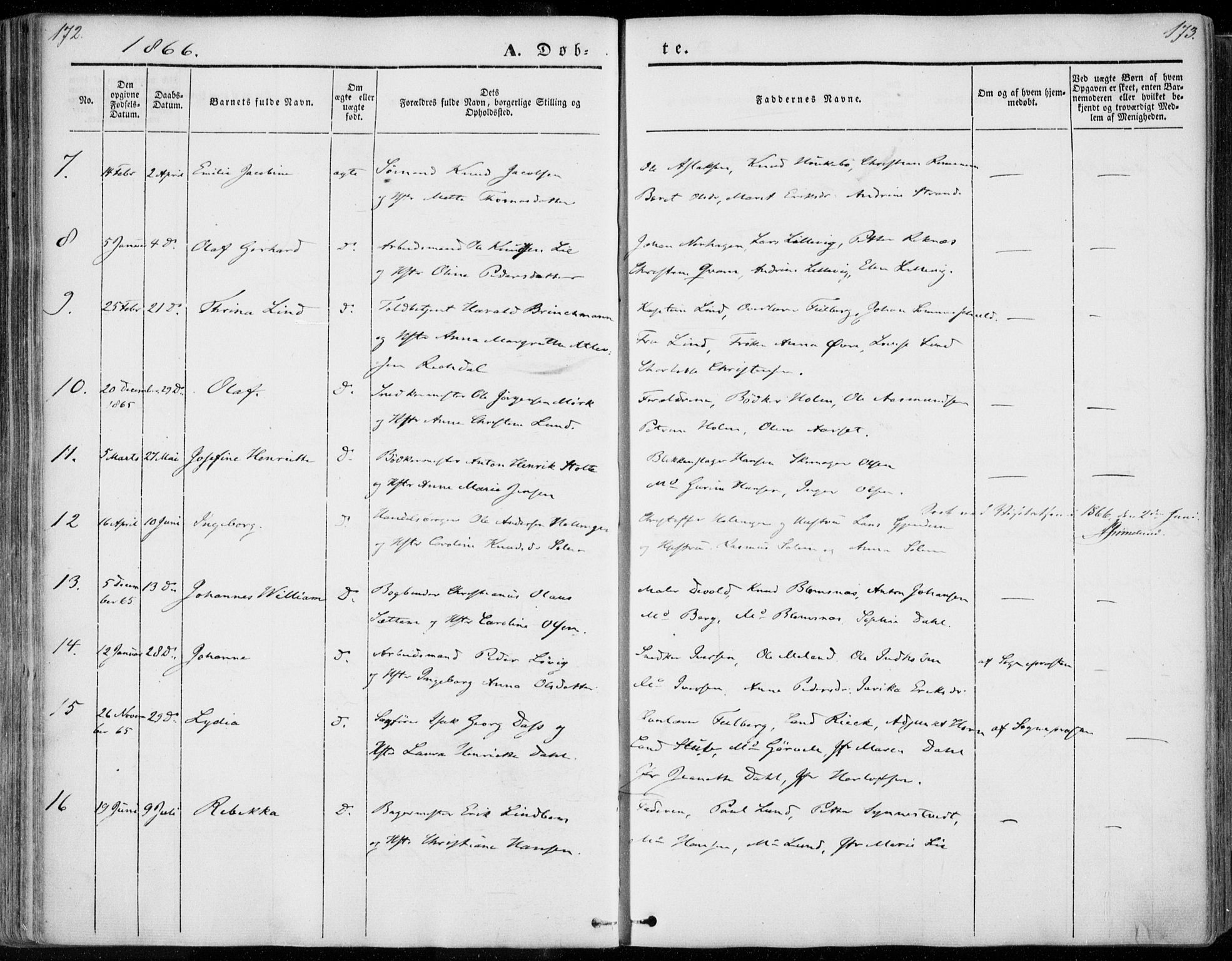 Ministerialprotokoller, klokkerbøker og fødselsregistre - Møre og Romsdal, SAT/A-1454/558/L0689: Parish register (official) no. 558A03, 1843-1872, p. 172-173