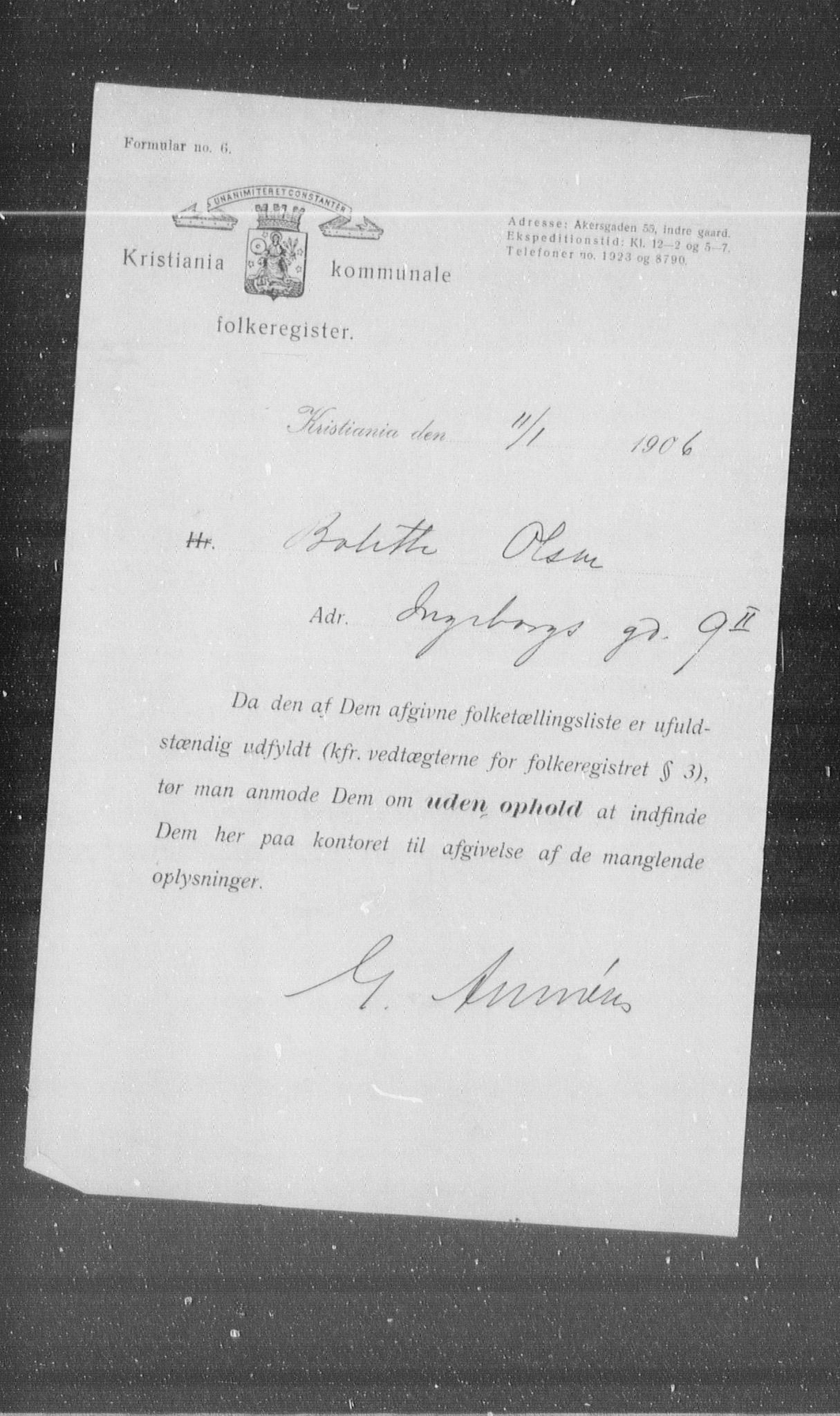 OBA, Municipal Census 1905 for Kristiania, 1905, p. 23082