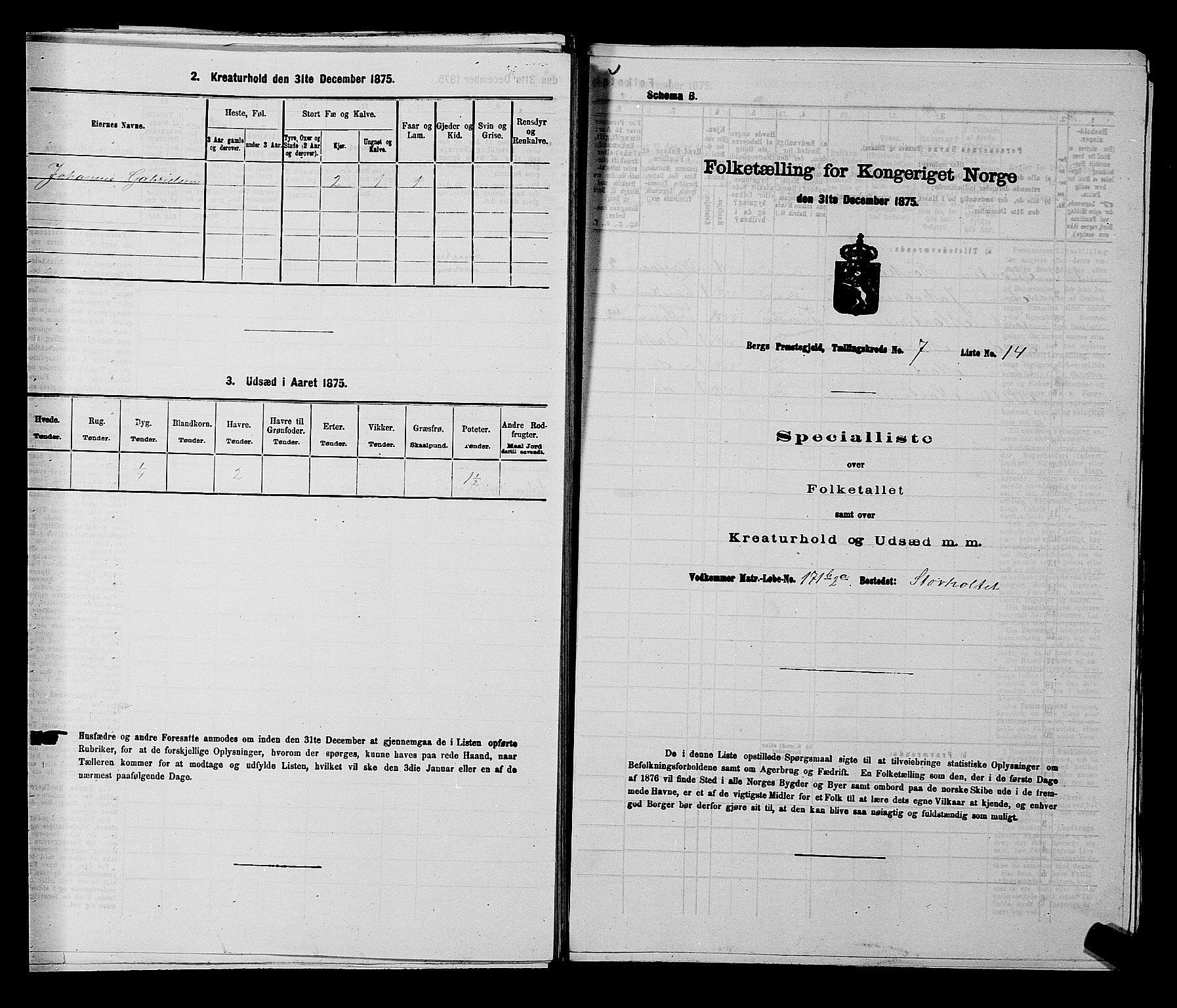 RA, 1875 census for 0116P Berg, 1875, p. 1153