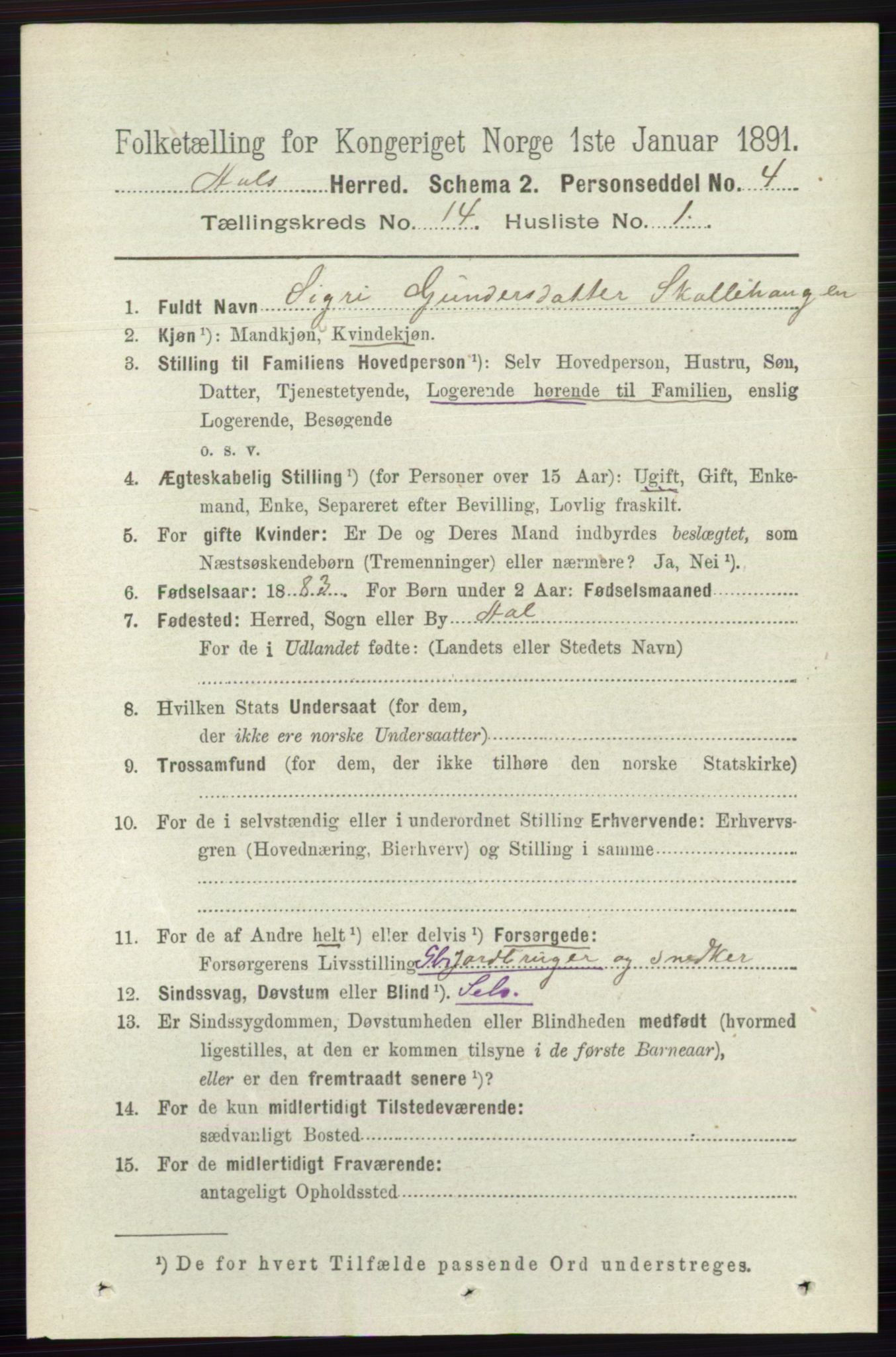 RA, 1891 census for 0619 Ål, 1891, p. 3546