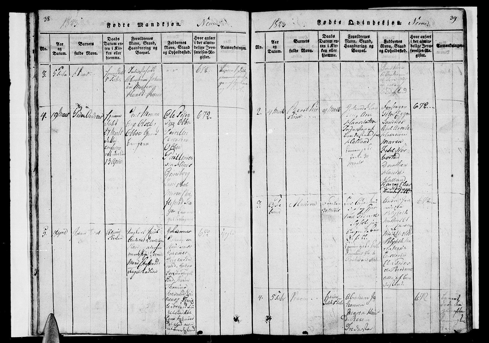 Ministerialprotokoller, klokkerbøker og fødselsregistre - Nordland, AV/SAT-A-1459/838/L0546: Parish register (official) no. 838A05 /1, 1820-1828, p. 38-39