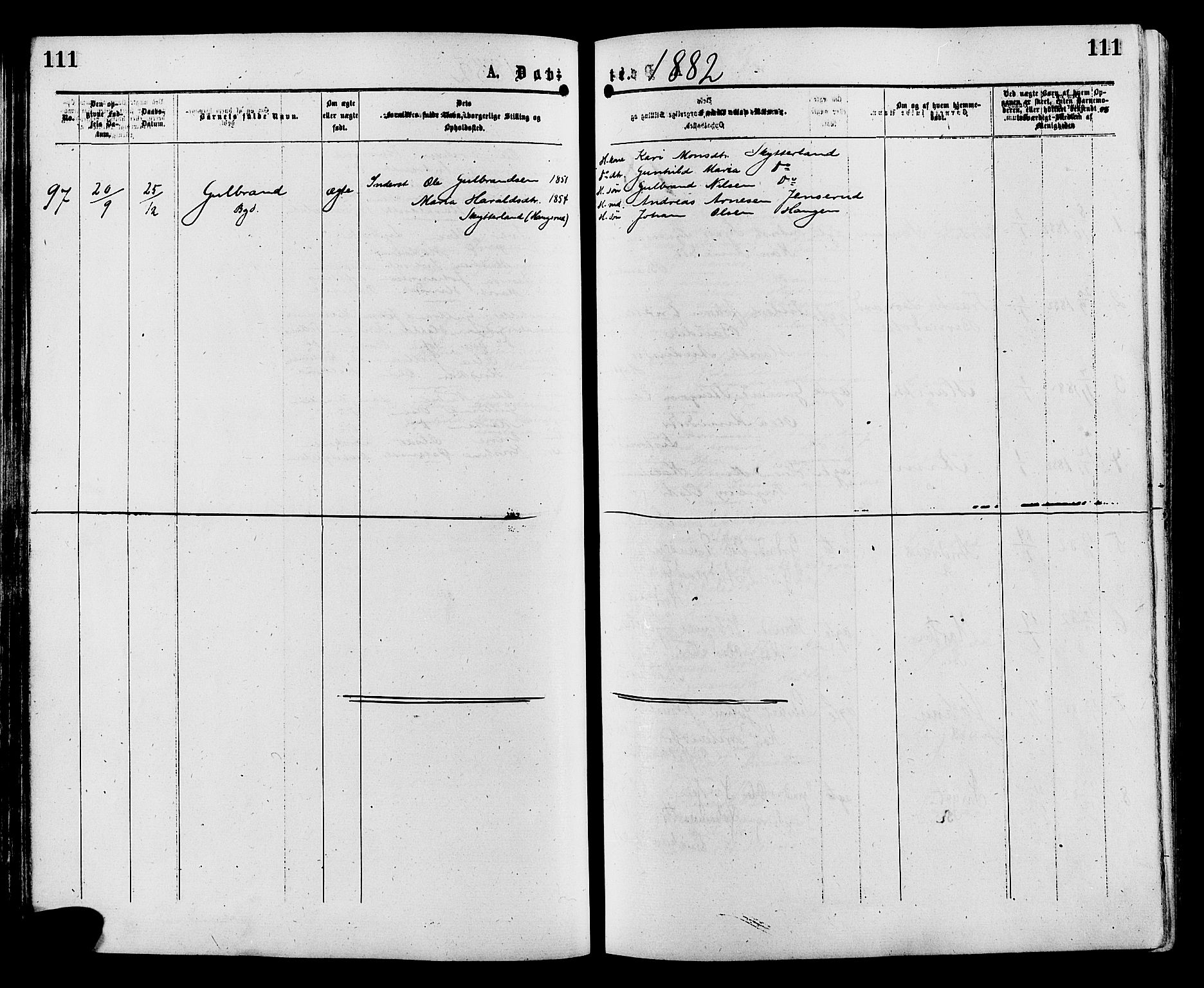 Sør-Aurdal prestekontor, SAH/PREST-128/H/Ha/Haa/L0008: Parish register (official) no. 8, 1877-1885, p. 111