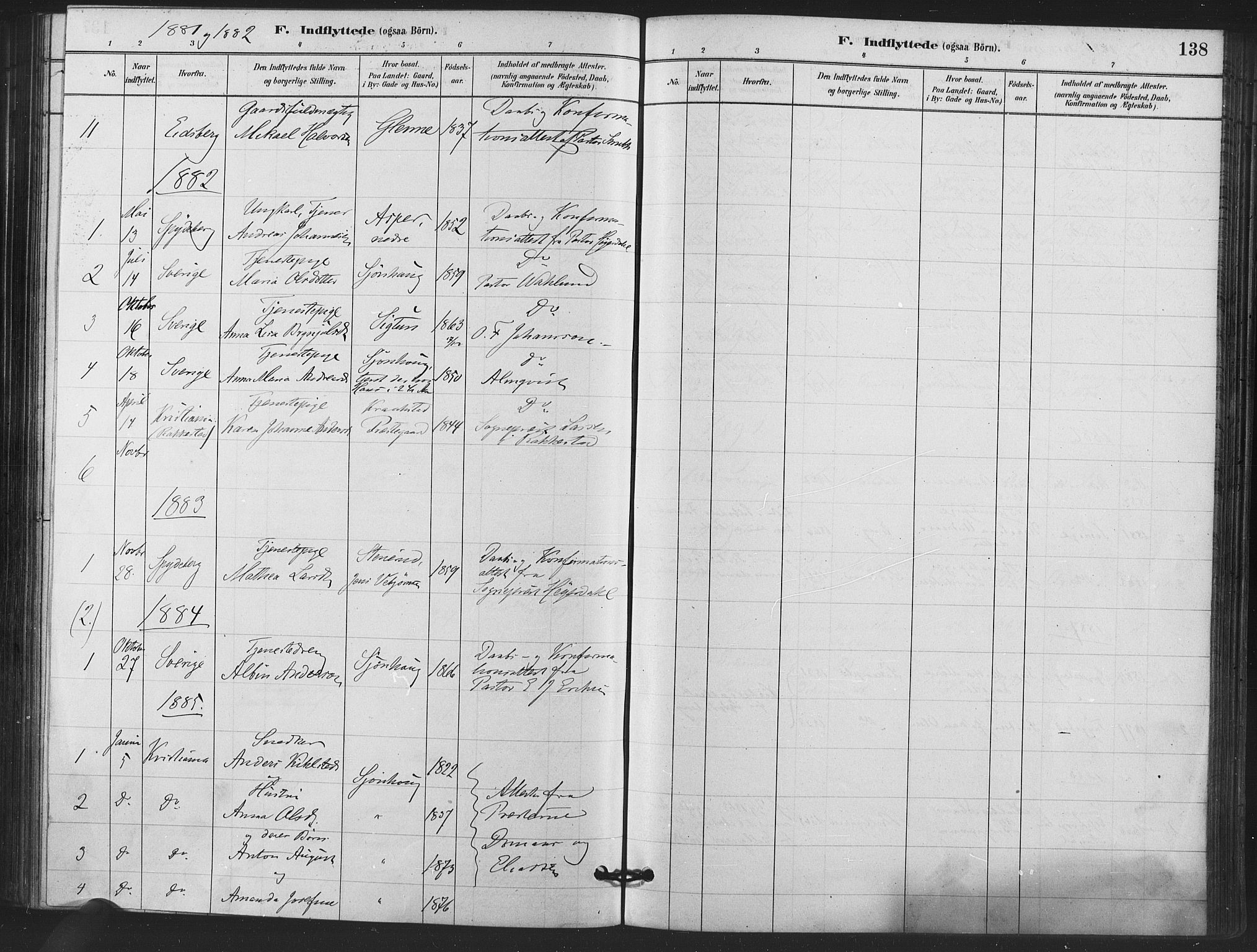 Kråkstad prestekontor Kirkebøker, AV/SAO-A-10125a/F/Fa/L0009: Parish register (official) no. I 9, 1880-1892, p. 138