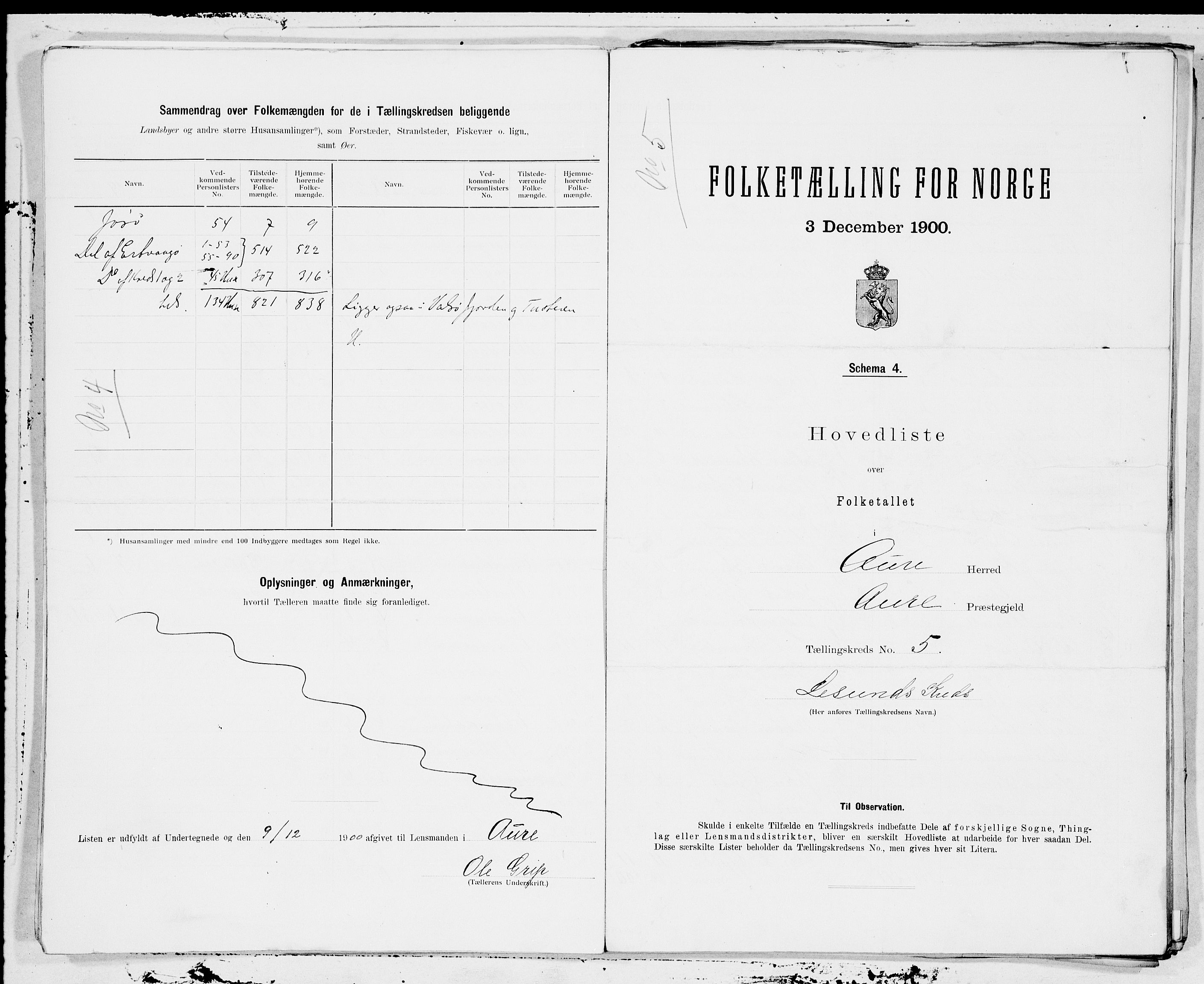 SAT, 1900 census for Aure, 1900, p. 10