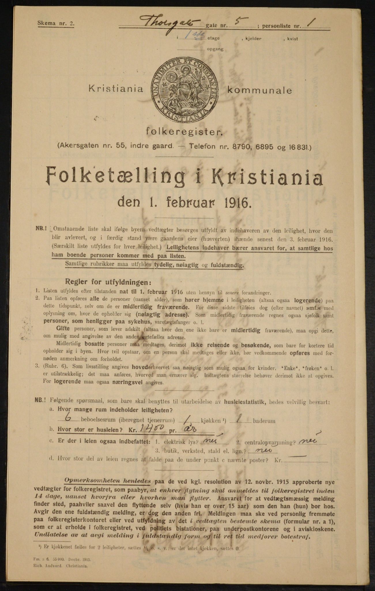 OBA, Municipal Census 1916 for Kristiania, 1916, p. 117618