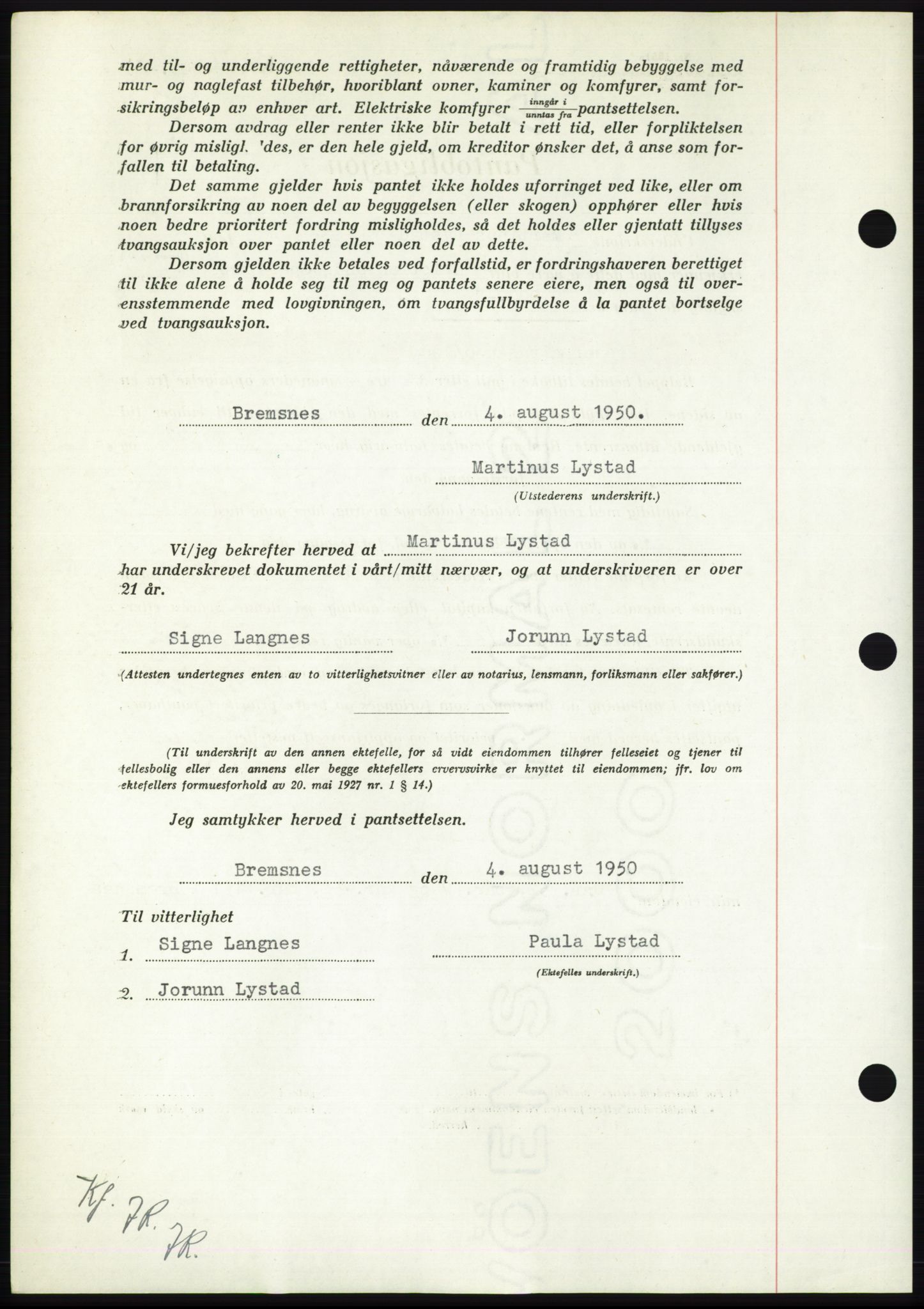 Nordmøre sorenskriveri, AV/SAT-A-4132/1/2/2Ca: Mortgage book no. B106, 1950-1950, Diary no: : 3909/1950