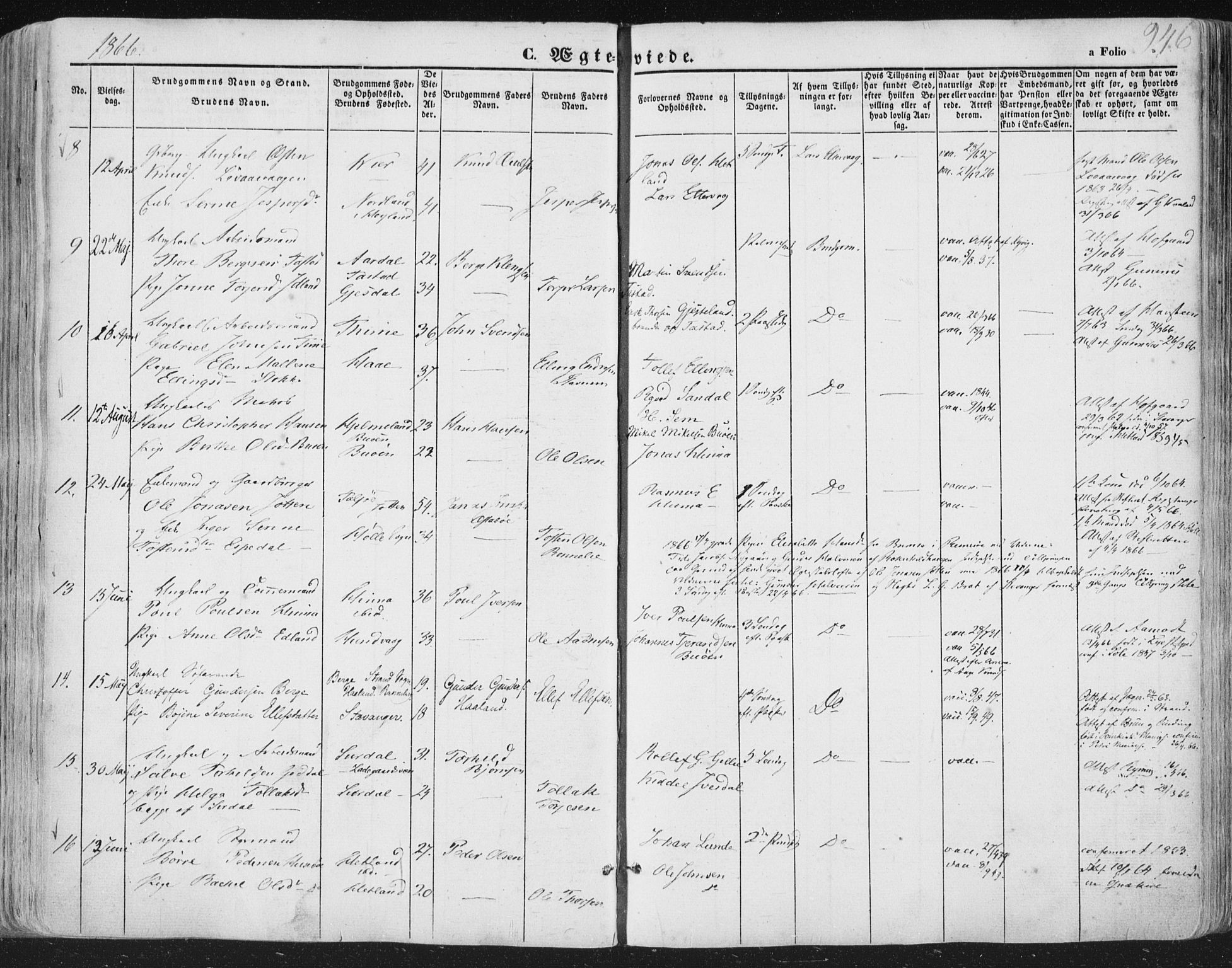 Hetland sokneprestkontor, AV/SAST-A-101826/30/30BA/L0002: Parish register (official) no. A 2, 1849-1869, p. 246