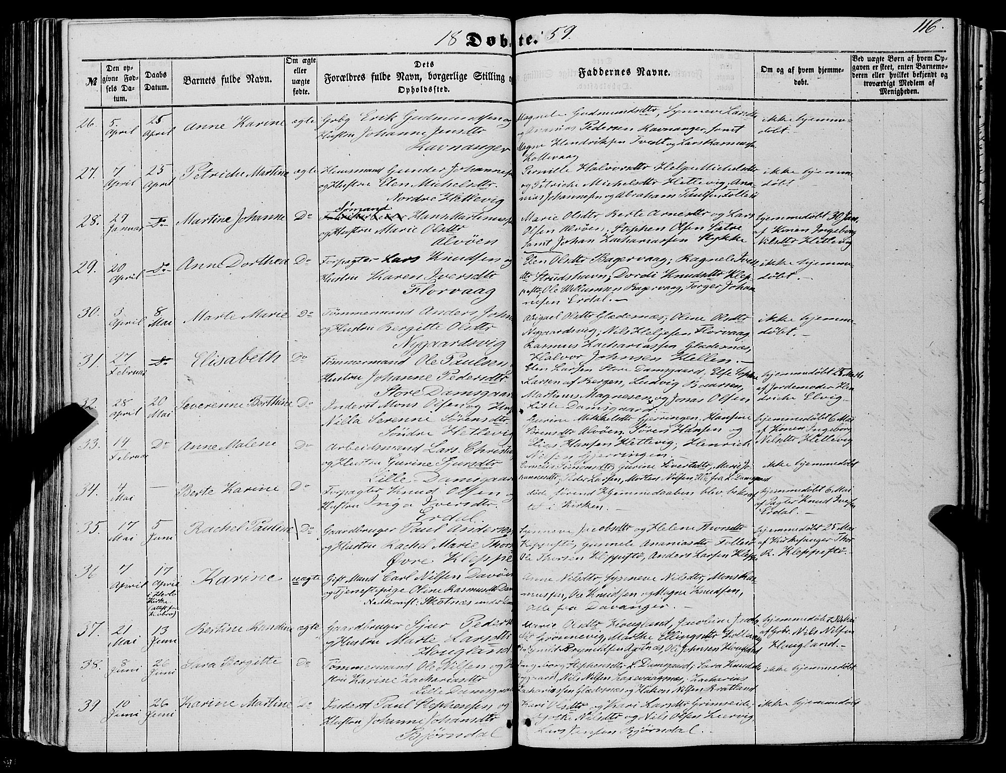 Askøy Sokneprestembete, SAB/A-74101/H/Ha/Haa/Haaa/L0008: Parish register (official) no. A 8, 1852-1862, p. 116