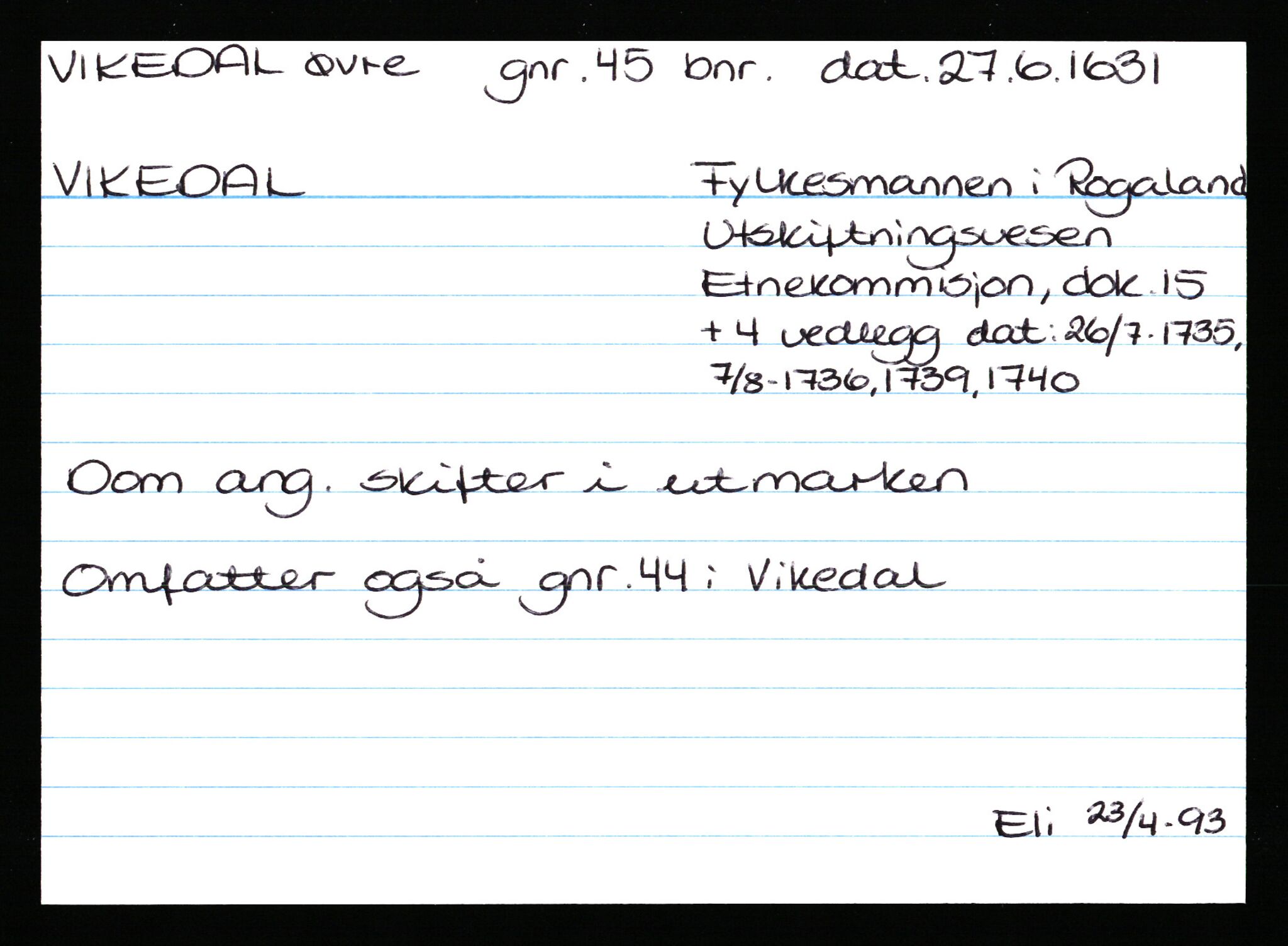 Statsarkivet i Stavanger, AV/SAST-A-101971/03/Y/Ym/L0067: Åstedskort sortert etter gårdsnavn: Vik - Vold, 1600-1950, p. 142