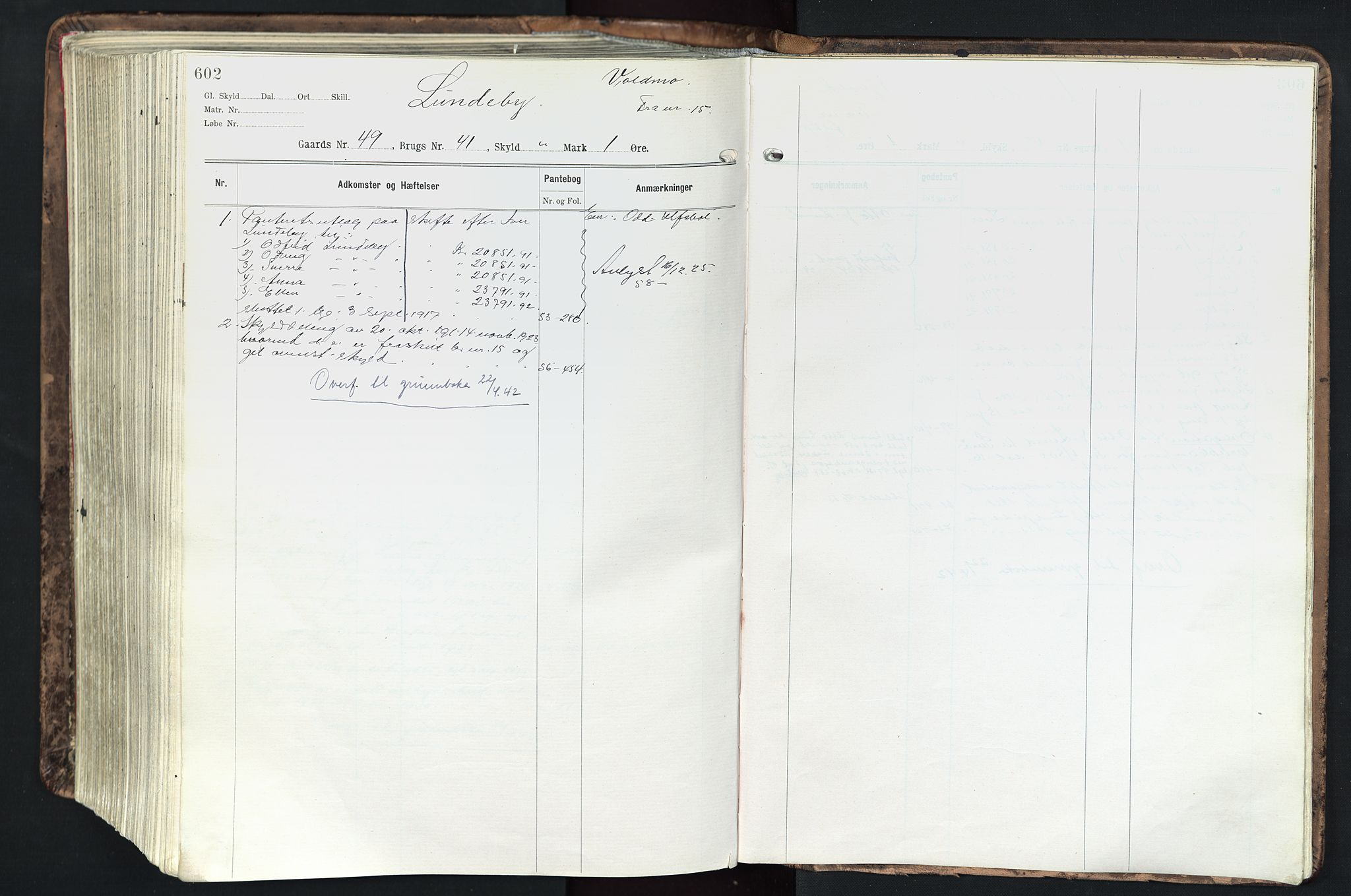 Solør tingrett, AV/SAH-TING-008/H/Ha/Hak/L0003: Mortgage register no. III, 1900-1935, p. 602