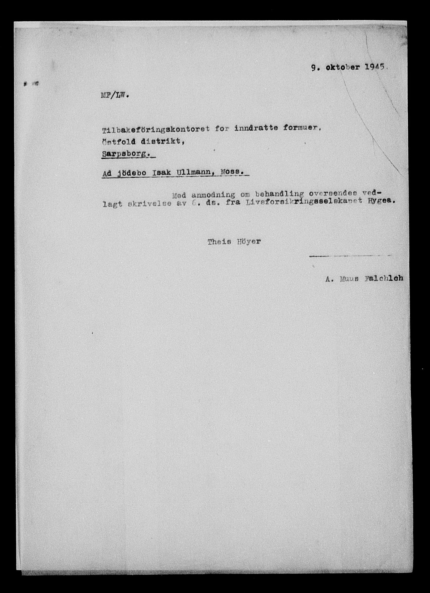 Justisdepartementet, Tilbakeføringskontoret for inndratte formuer, AV/RA-S-1564/H/Hc/Hcd/L1008: --, 1945-1947, p. 392