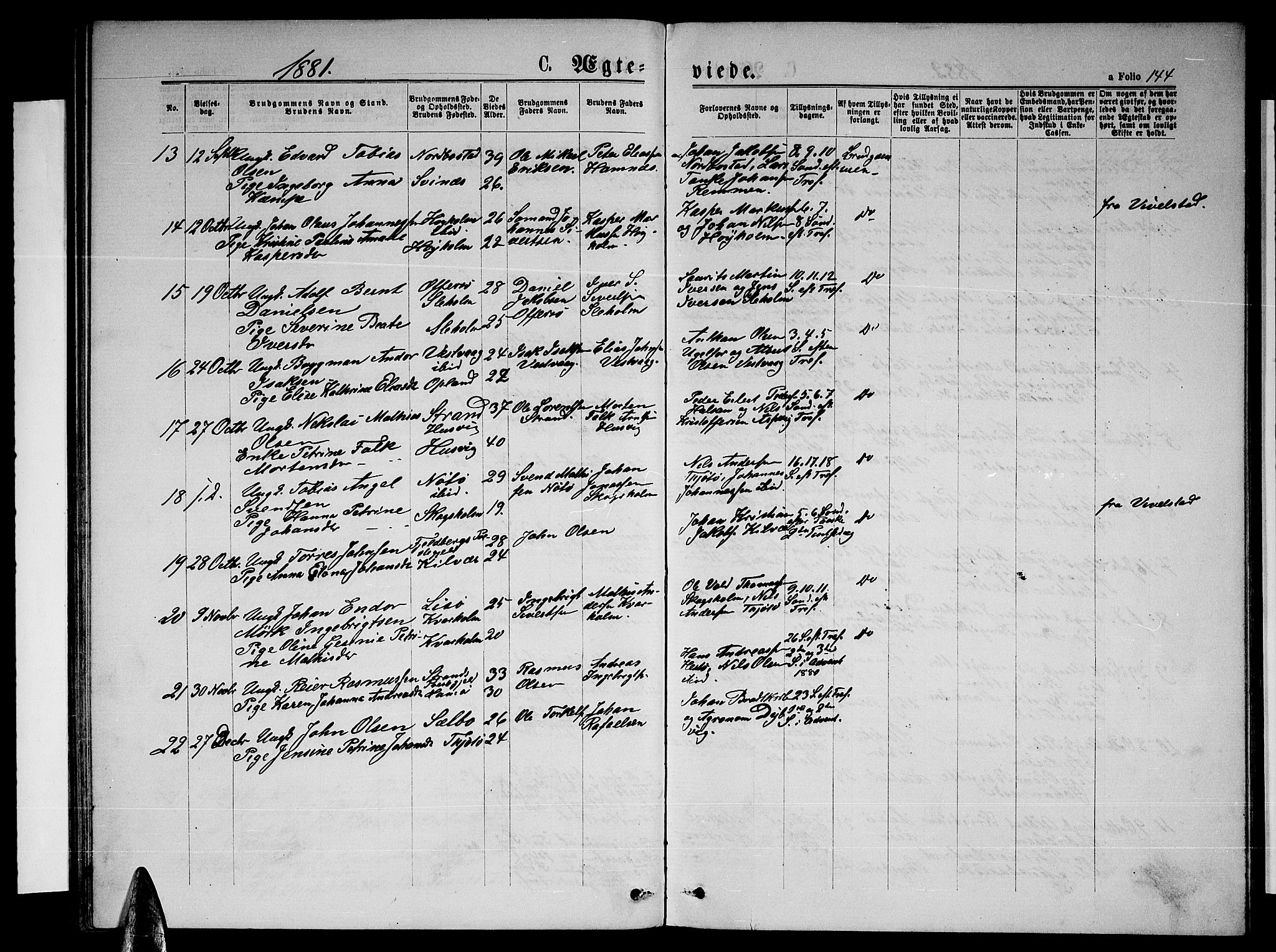 Ministerialprotokoller, klokkerbøker og fødselsregistre - Nordland, SAT/A-1459/817/L0267: Parish register (copy) no. 817C02, 1870-1883, p. 144