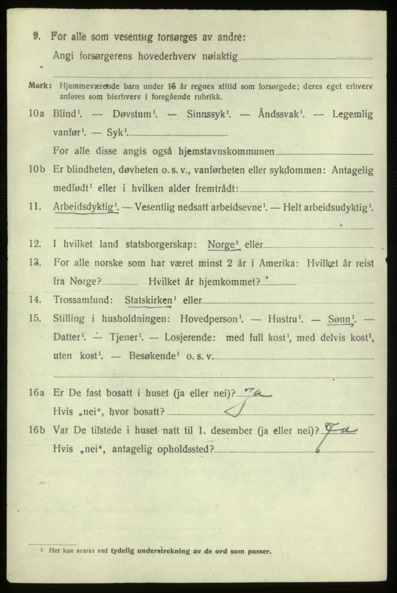 SAB, 1920 census for Ølen, 1920, p. 910