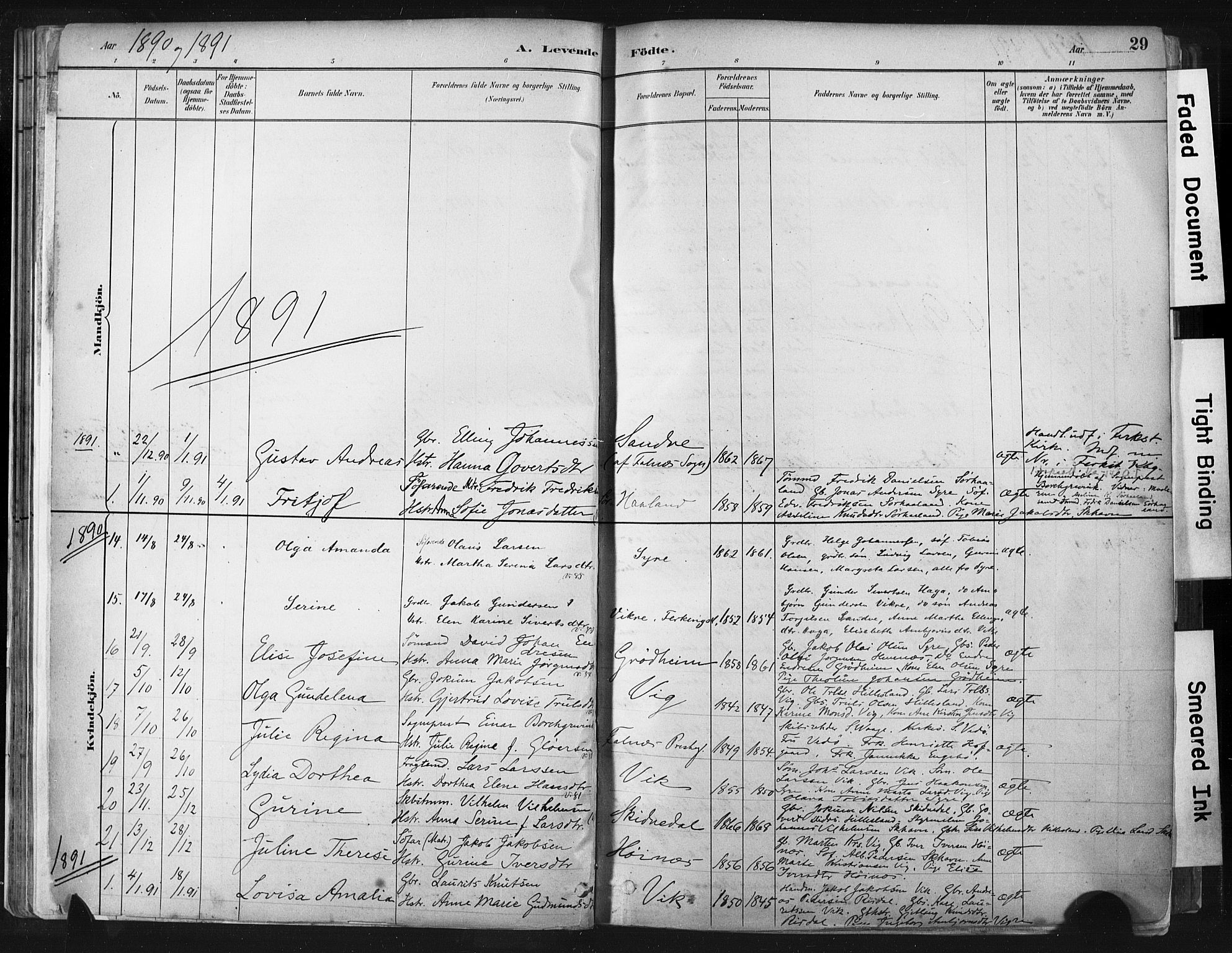 Skudenes sokneprestkontor, AV/SAST-A -101849/H/Ha/Haa/L0009: Parish register (official) no. A 6, 1882-1912, p. 29