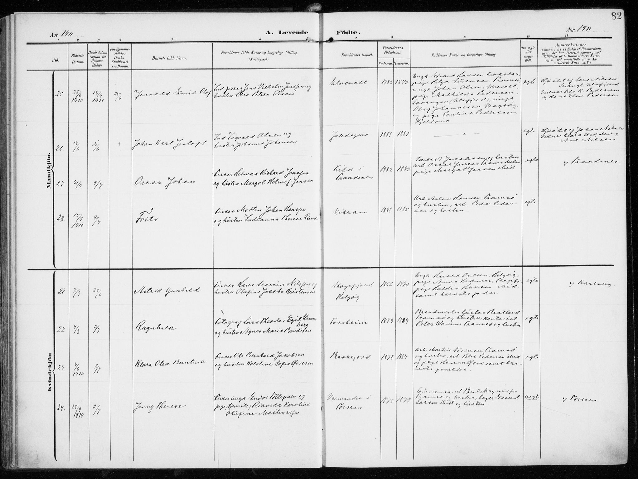 Tromsøysund sokneprestkontor, SATØ/S-1304/G/Ga/L0007kirke: Parish register (official) no. 7, 1907-1914, p. 82