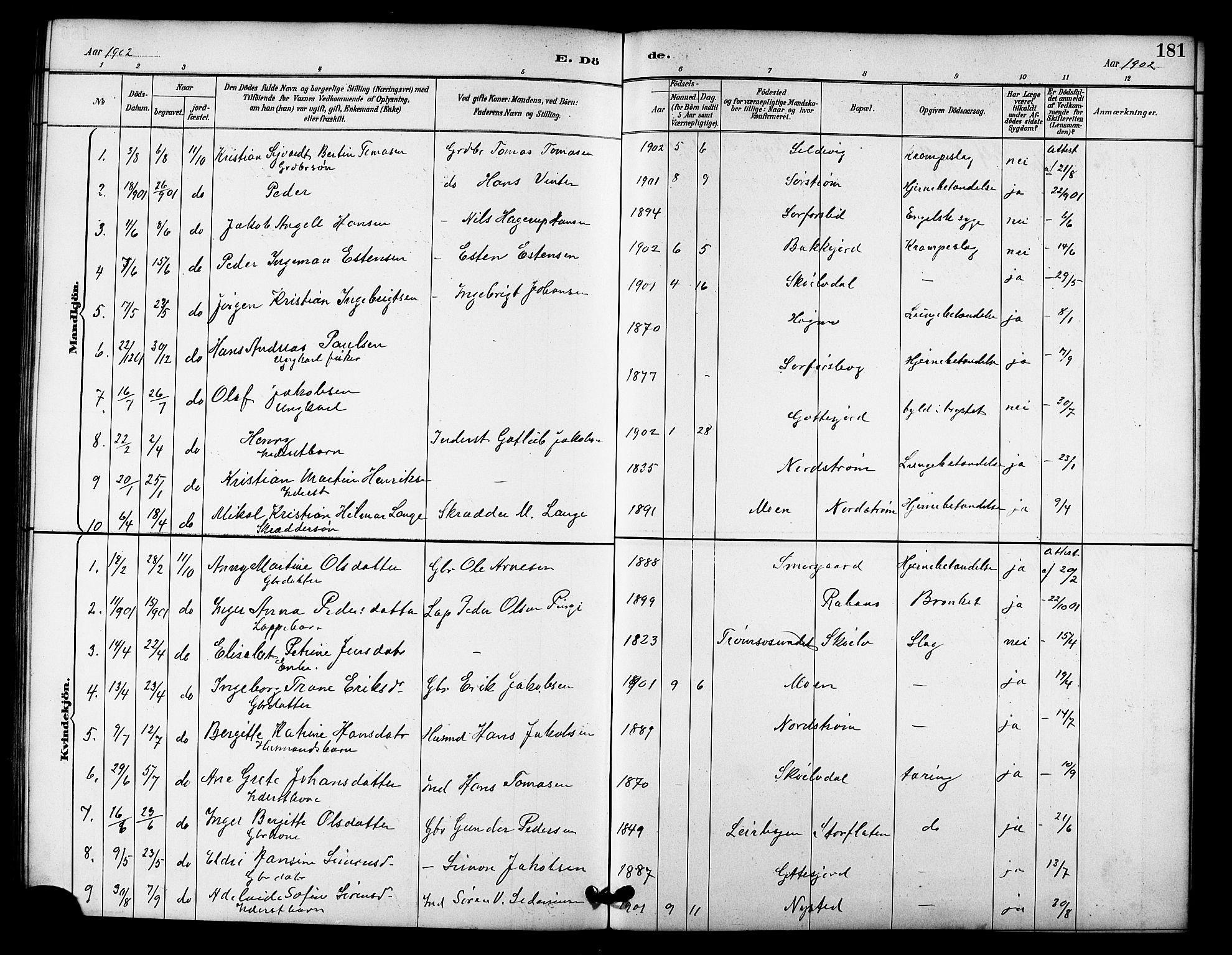 Tranøy sokneprestkontor, AV/SATØ-S-1313/I/Ia/Iab/L0022klokker: Parish register (copy) no. 22, 1887-1912, p. 181